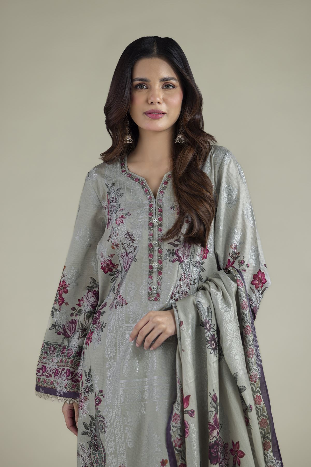 Printed Jacquard Floral Tailored 3-Piece - 2-26-308-A-G1-VG