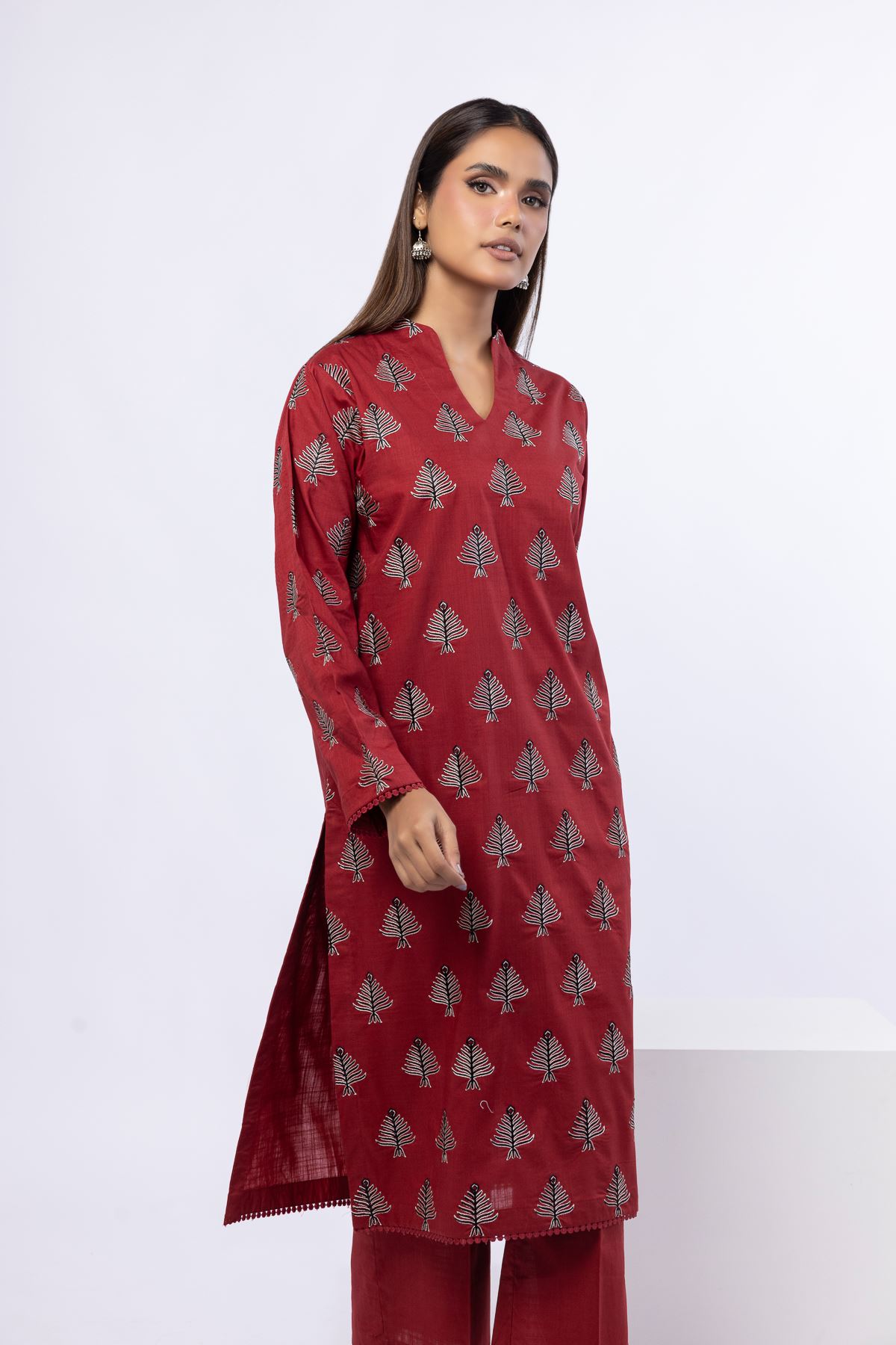 Embroidered Crosshatch Poplin Kurta - 25-07-7E8-11TA-VG