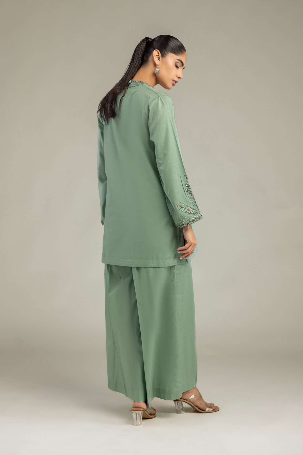 Embroidered Cambric Green Cambric Kurta - 1-26-102-A-F-VG