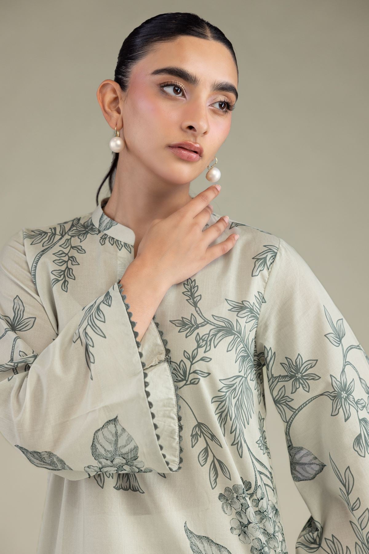 Printed Cambric Floral Cambric Kurta - 1-26-102-A-F-VG