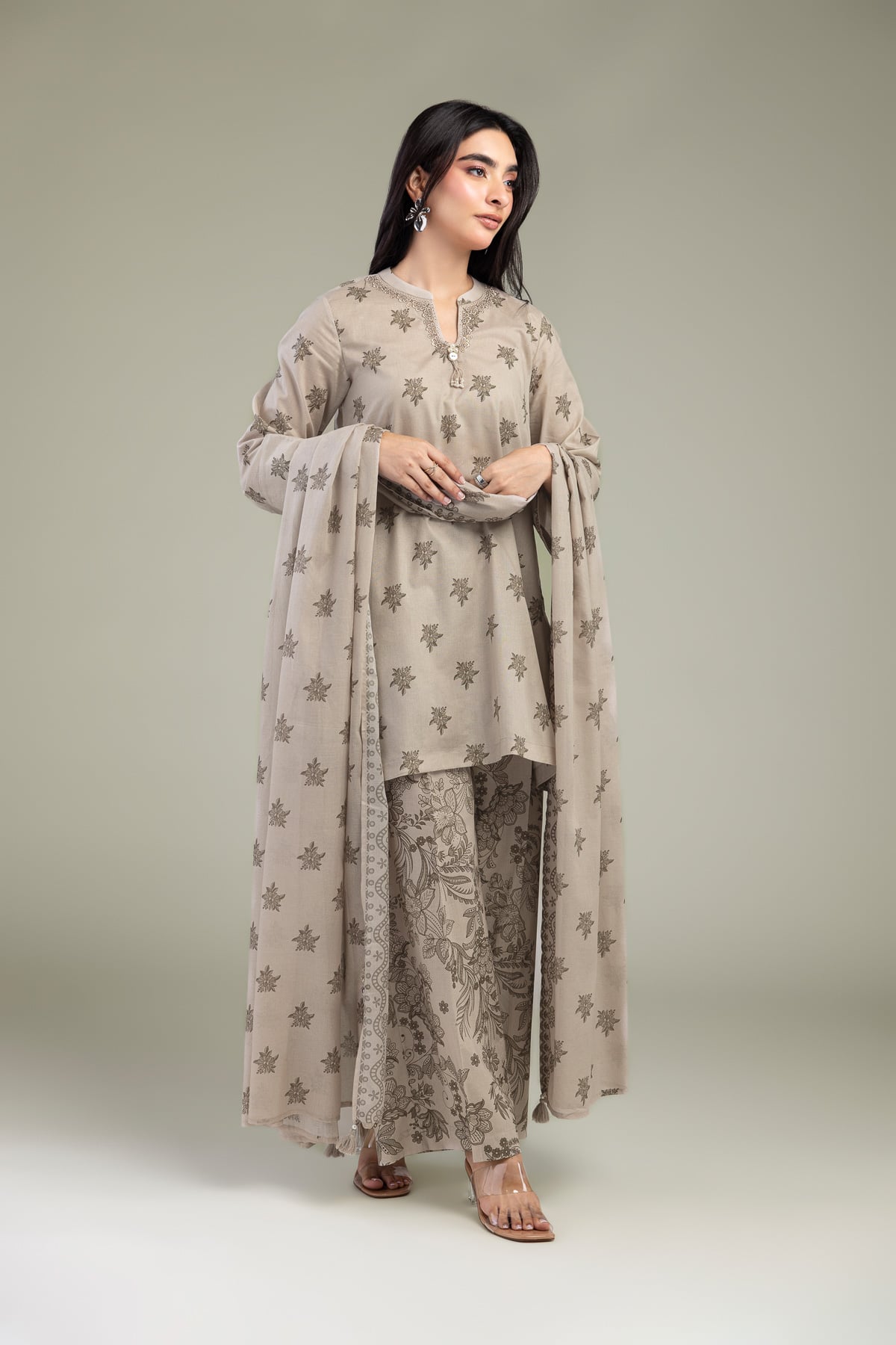 Embroidered Cambric Floral Cambric Kurta - 1-26-102-A-F-VG