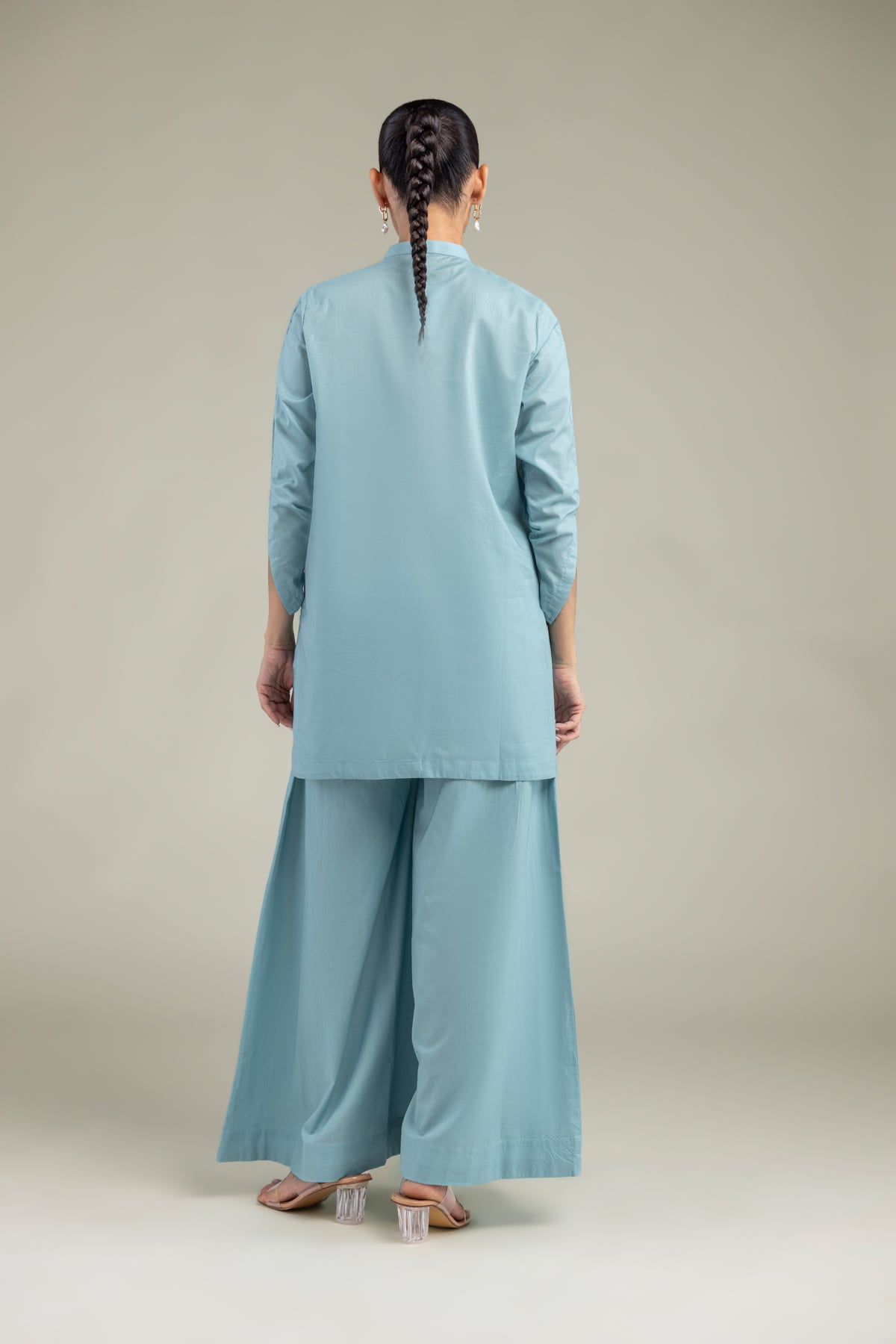 Embroidered Cambric Blue Floral Kurta - 1-26-102-A-F-VG