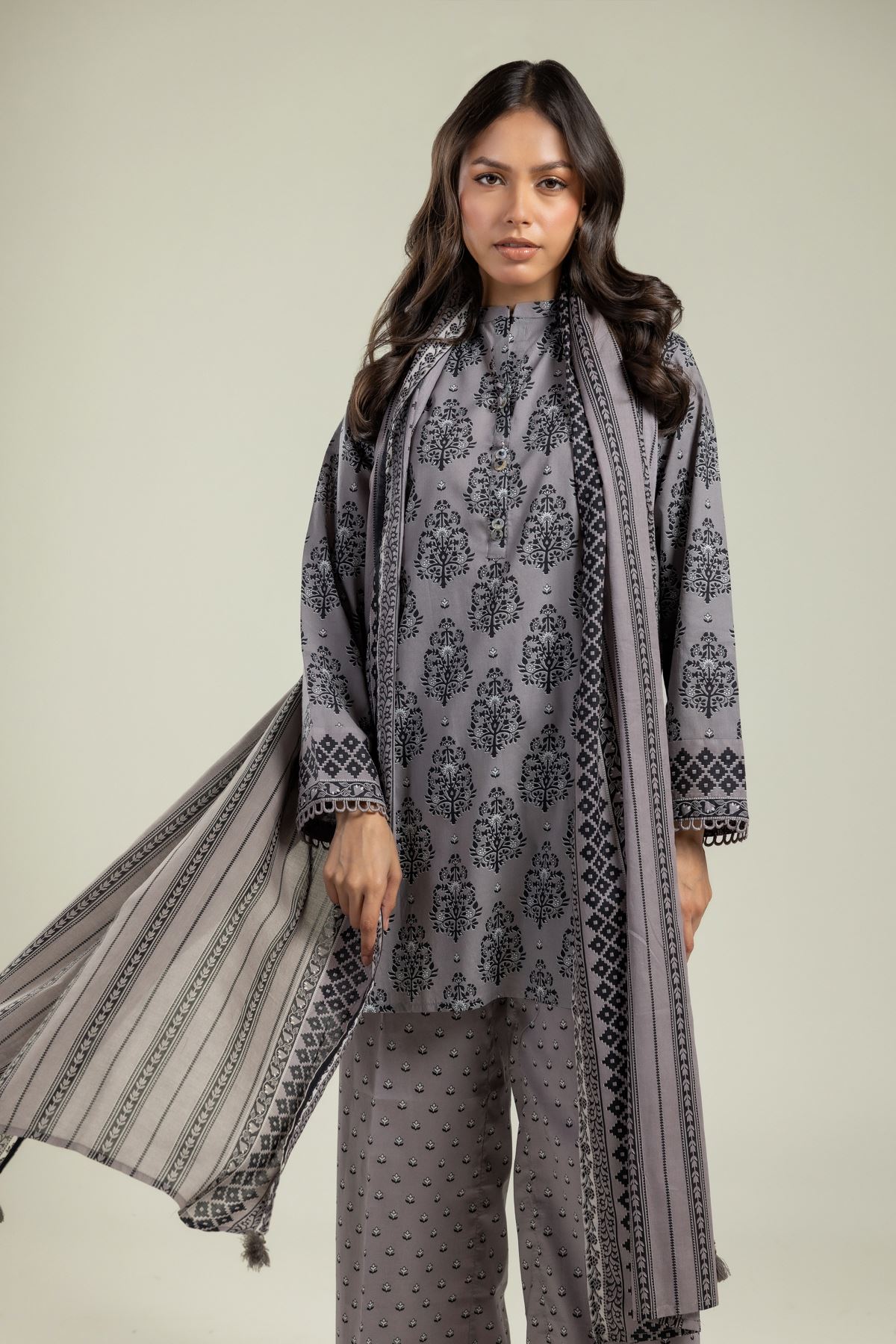Printed Cambric Kurta - OTD4-EX26-09BA-VG