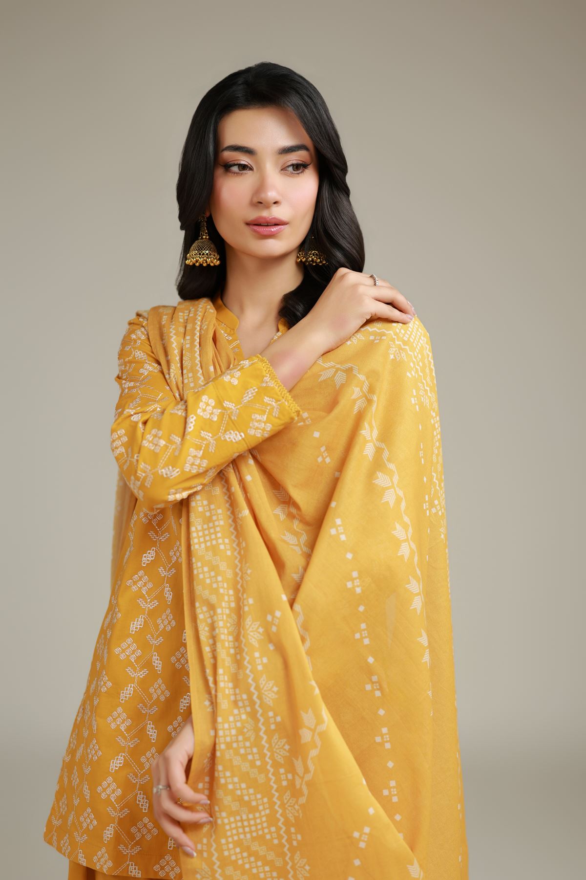 Embroidered Lawn Draped Lawn Dupatta - 25-10-11E4-03TB-VG