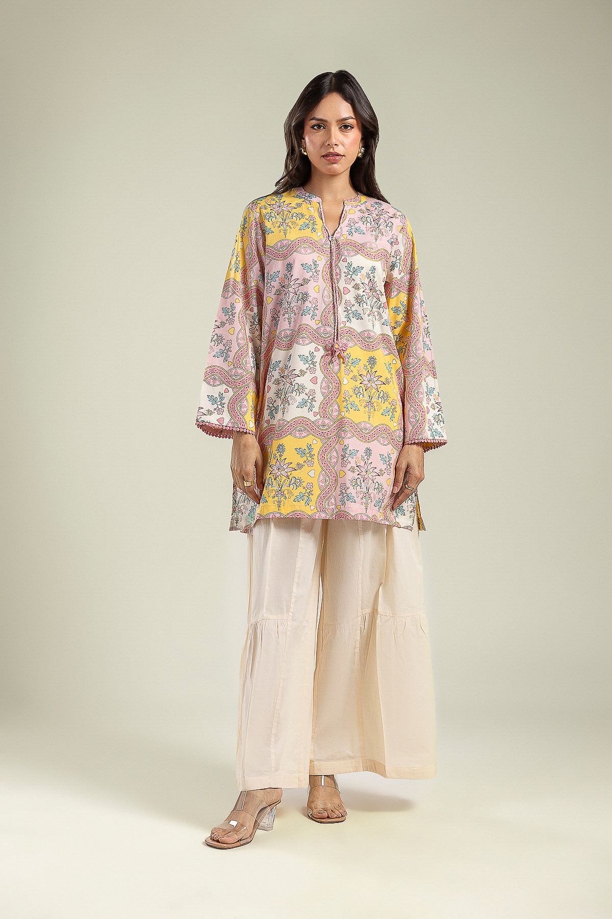 Printed Cambric Floral Cambric Kurta - 1-26-201-A-A-VG