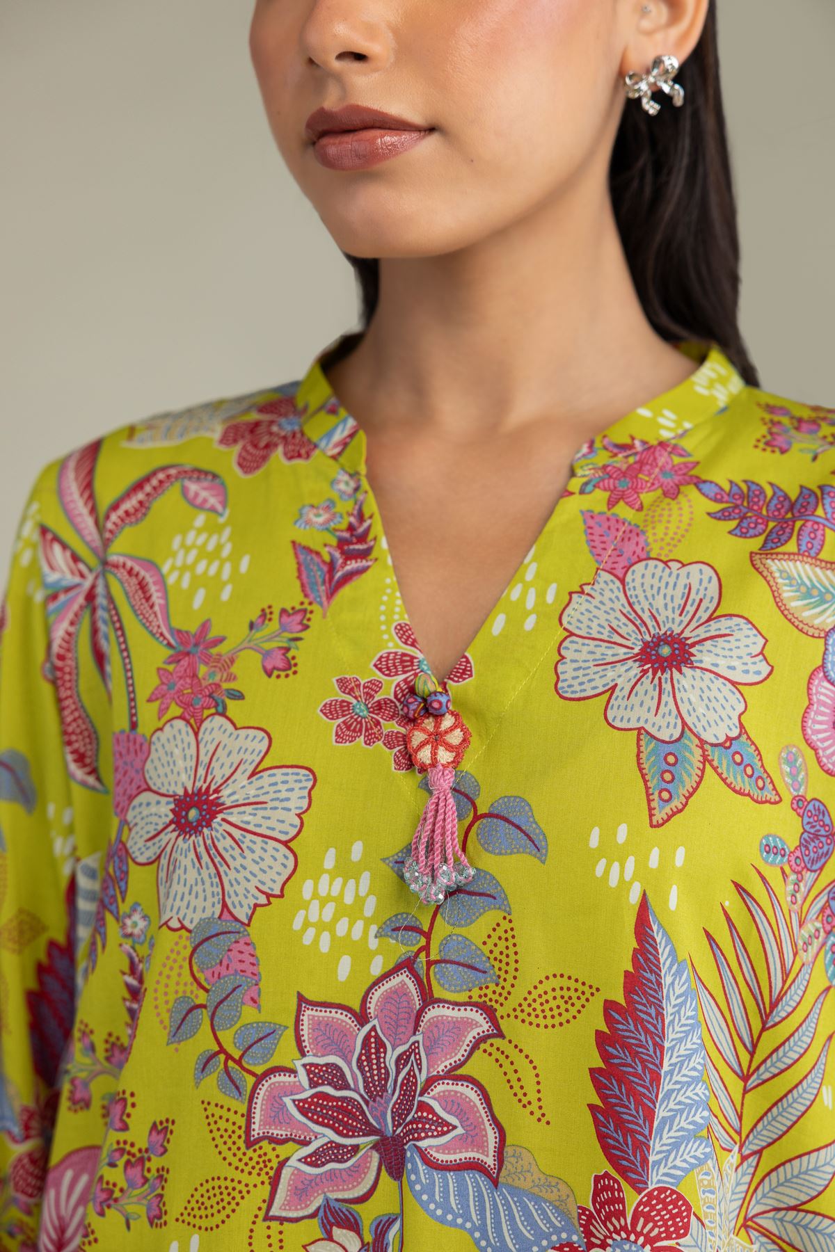 Printed Cambric Floral Cambric Kurta - 1-26-242-B-B1-VG