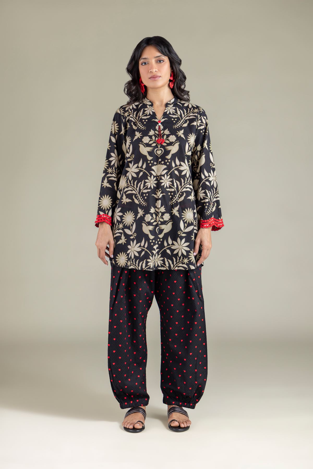 Embroidered Cotton Dobby Kurta - 1-26-113-A-B-VG