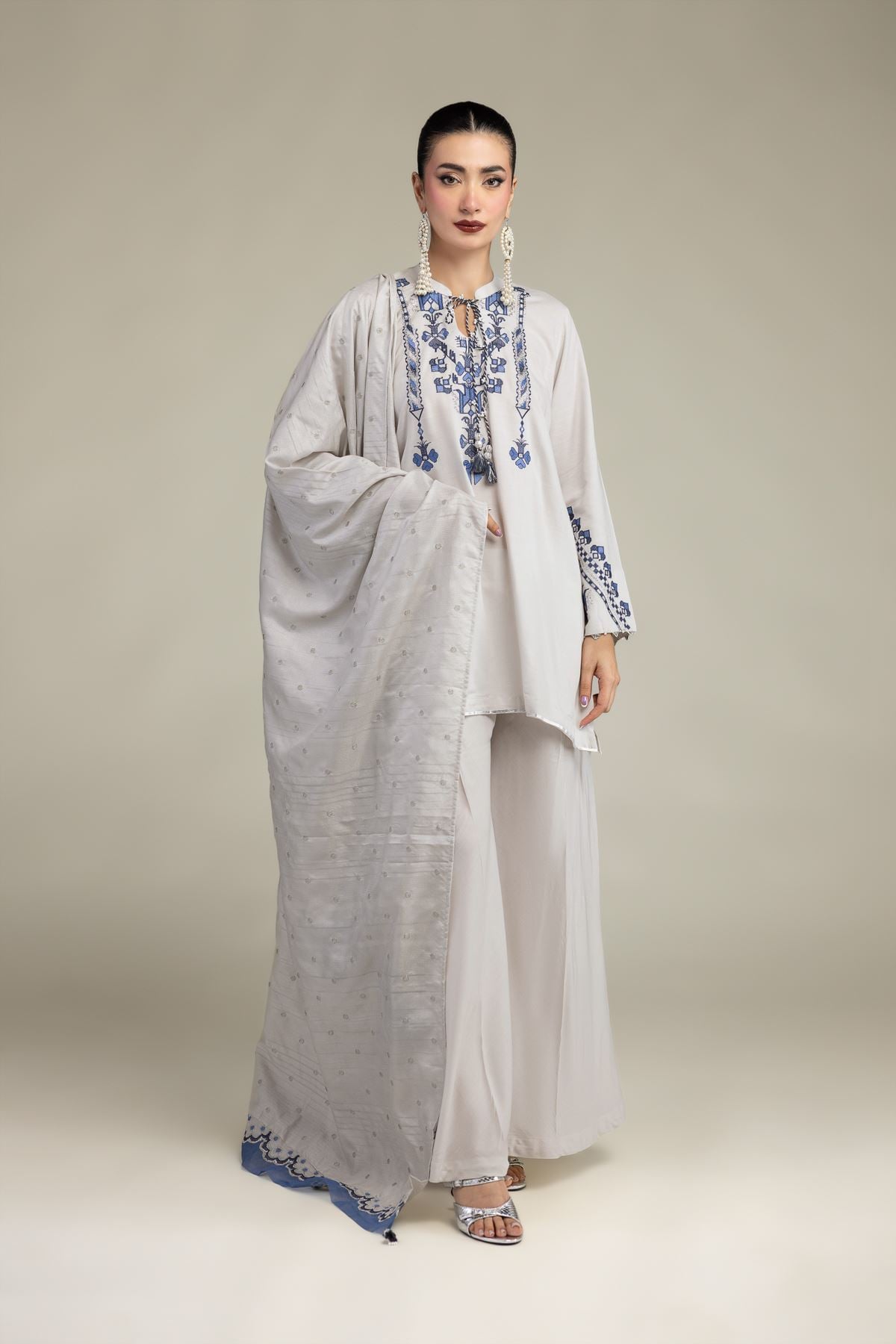 Embroidered Raw Silk Raw Silk Pants - 2-26-207-A-C1-VG