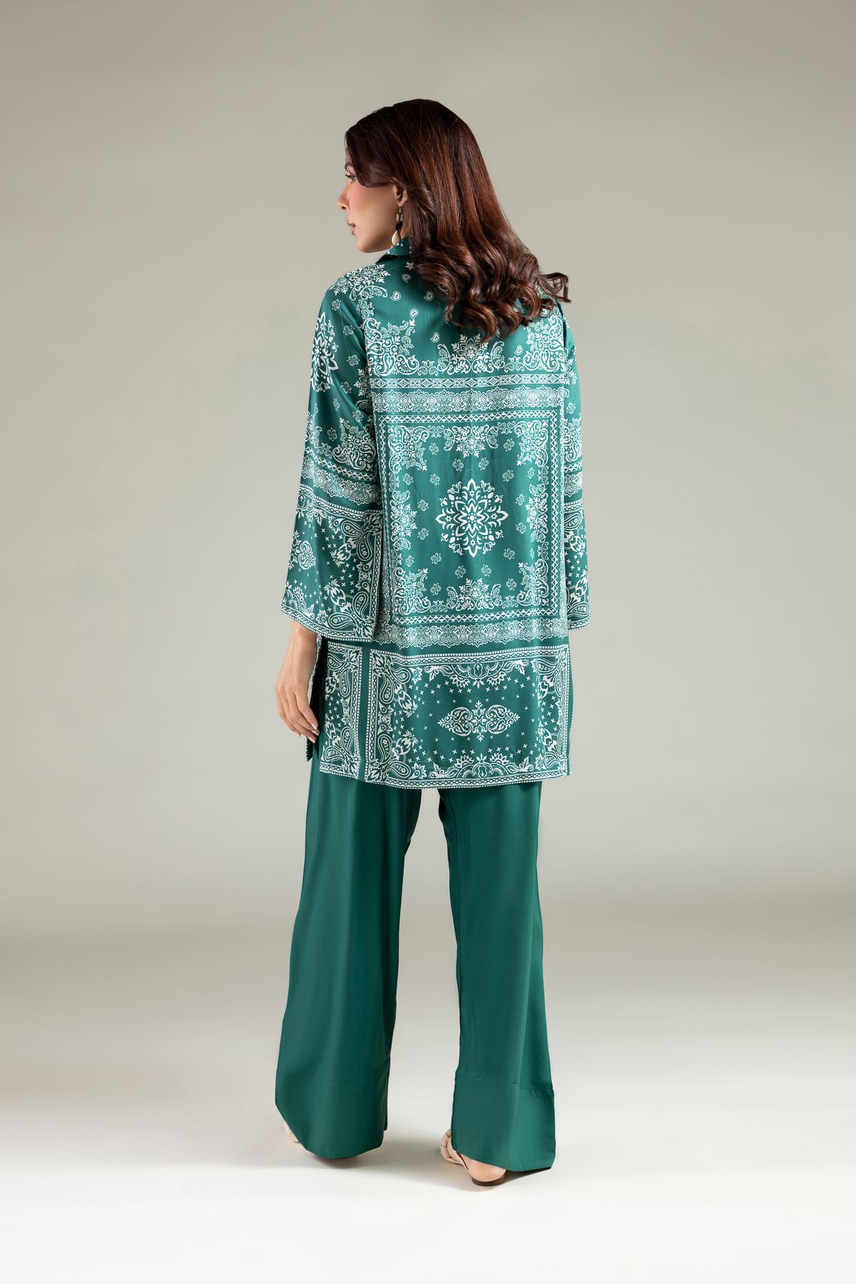 Printed Viscose Geometric Wing-Collar Kurta - 1-26-115-A-C-VG