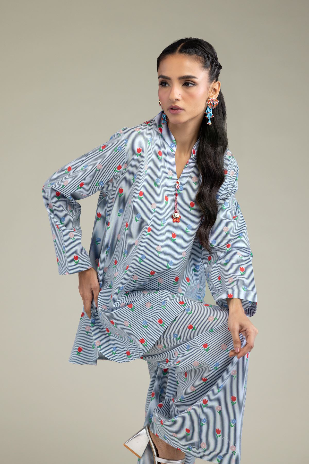 Printed Cambric Short Cambric Kurta - 2-26-207-A-C1-VG