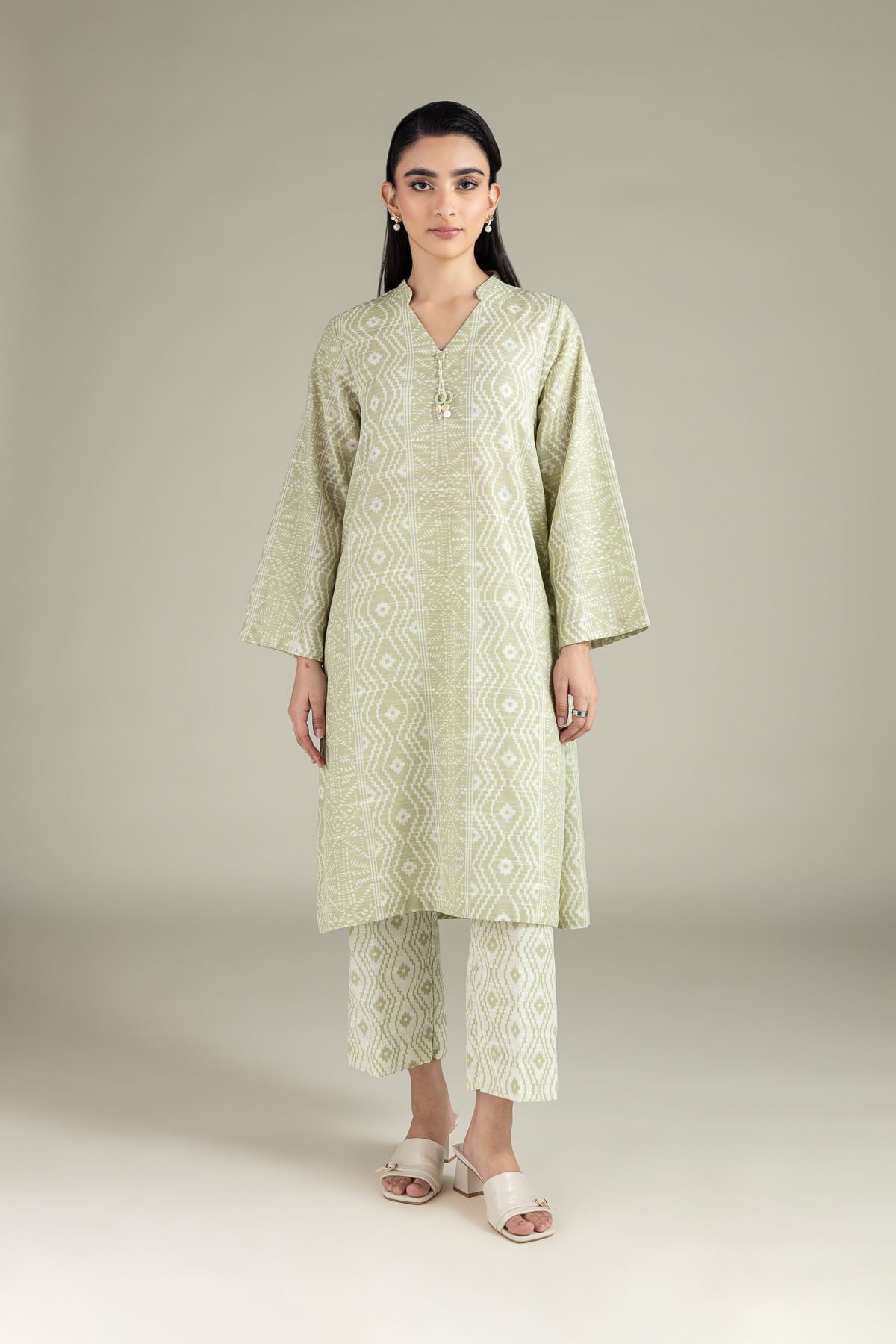 Printed Textured Cotton Kurta - OTD4-EX22-10TA-VG