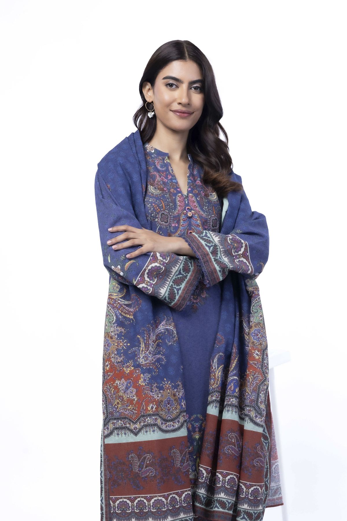 Printed Karandi Fabrics 3 Piece - KRN05B-VG