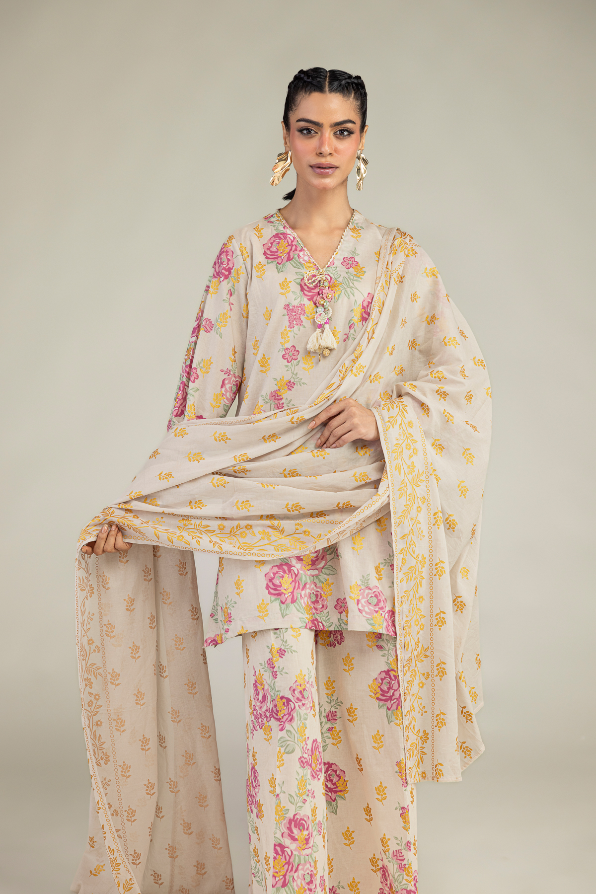 Printed Lawn Floral Lawn Dupatta - 1-26-236-A-F1-VG