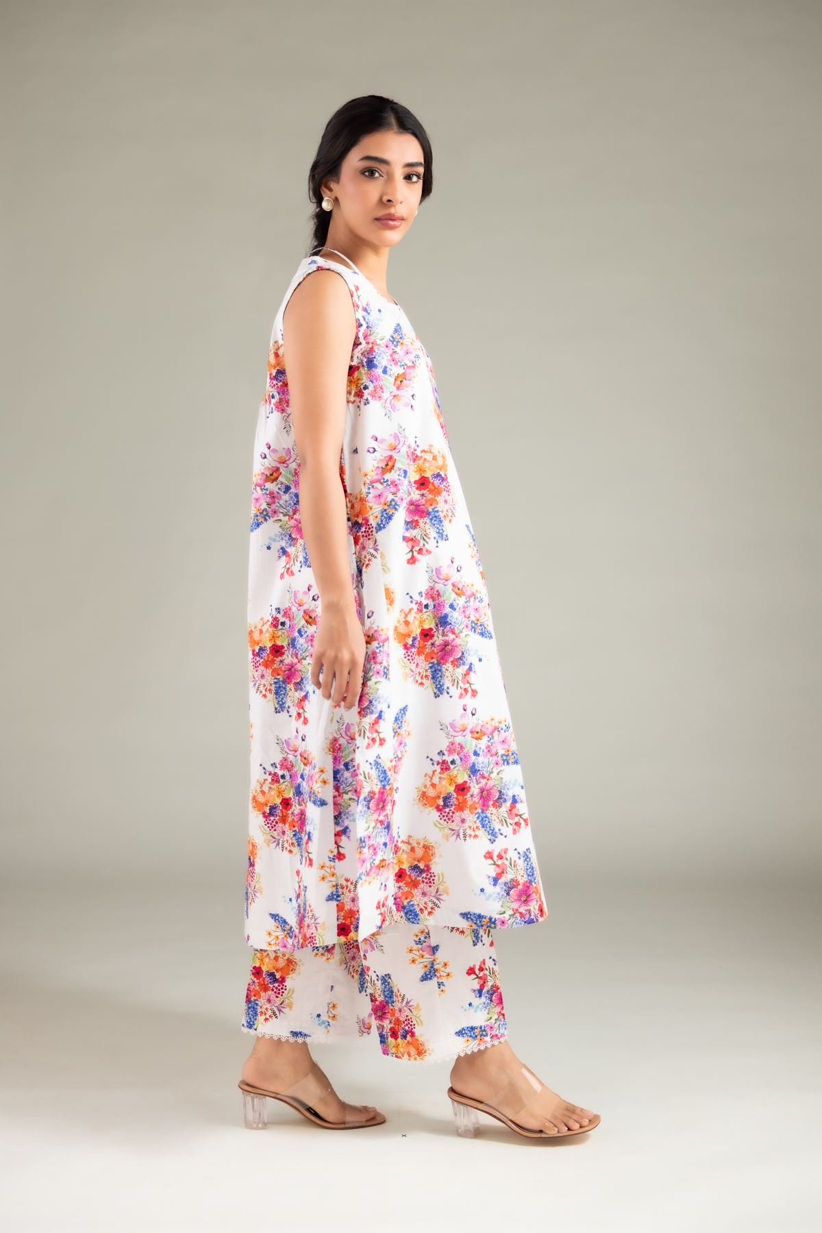 Printed Textured Cotton Pants - 1-26-130-A-F-VG