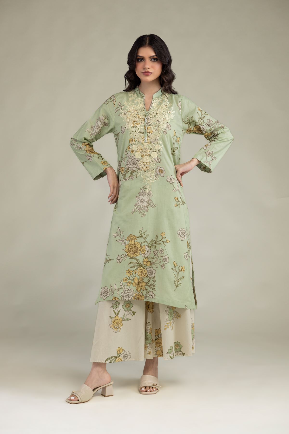 Embroidered Lawn Lawn Floral Kurta - 2-26-308-A-G1-VG