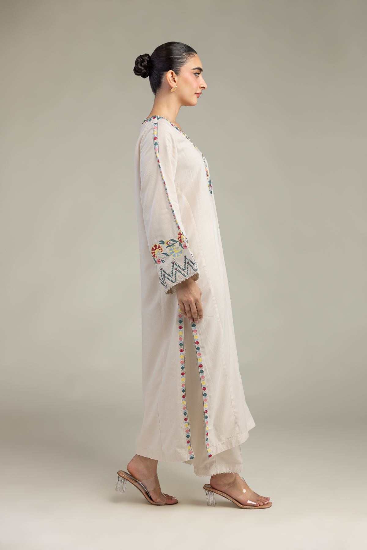 Embroidered Raw Silk Raw Silk Pants - 2-26-210-A-C1-VG