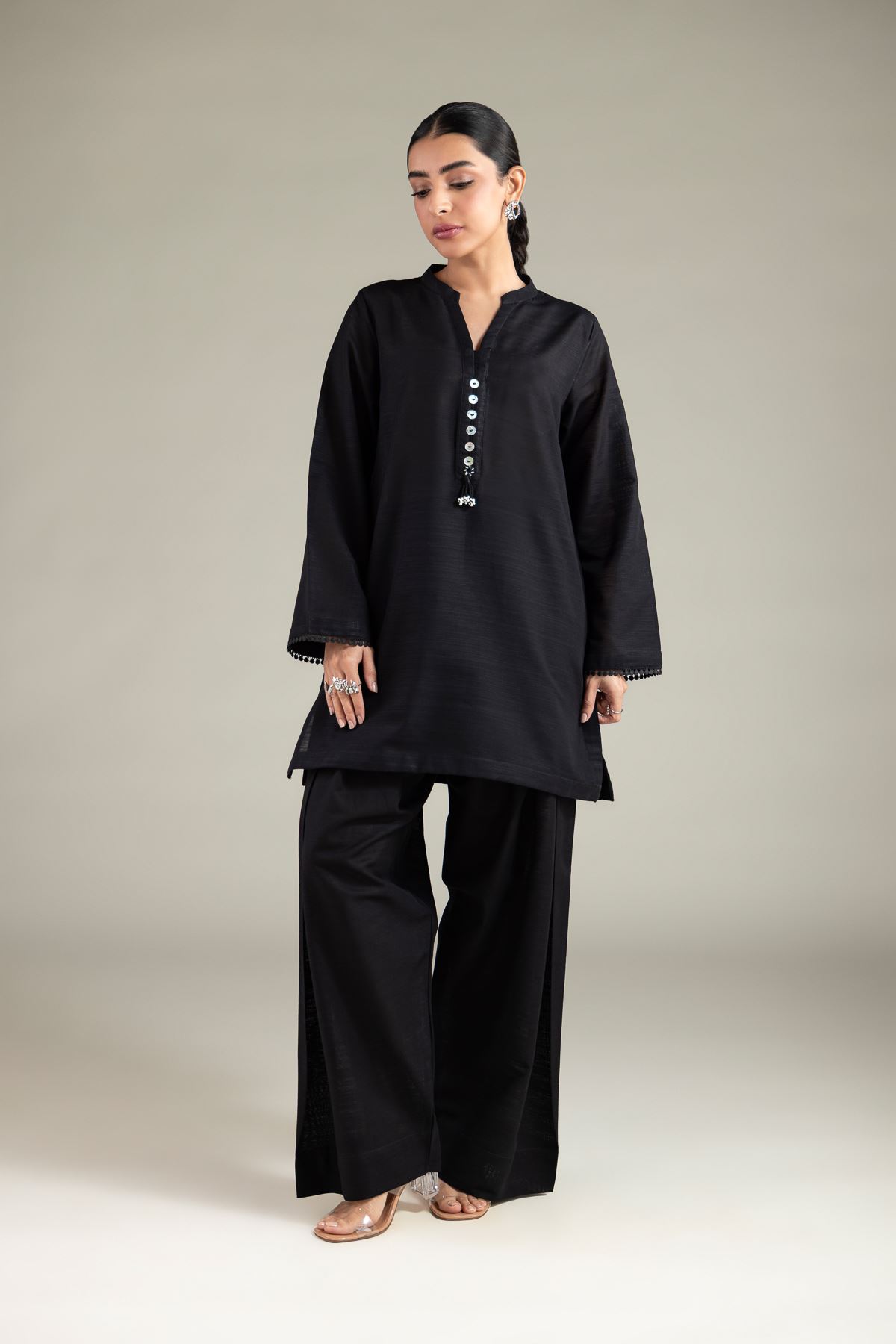 Dyed Textured Cotton Solid Shalwar - 1-26-109-A-E-VG