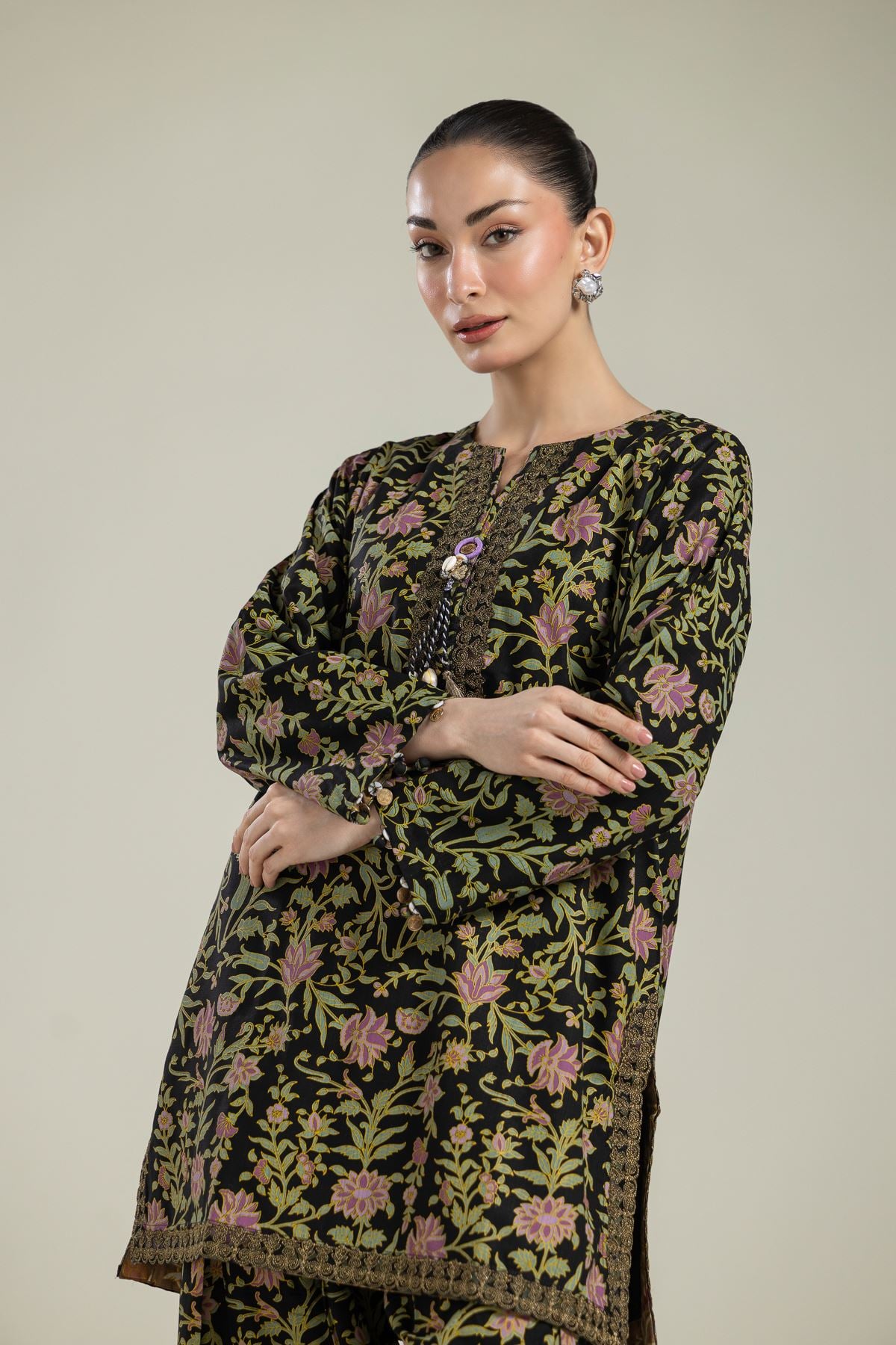 Raw Silk 2-Piece Co-ord Set - 1-26-134-A-G-VG