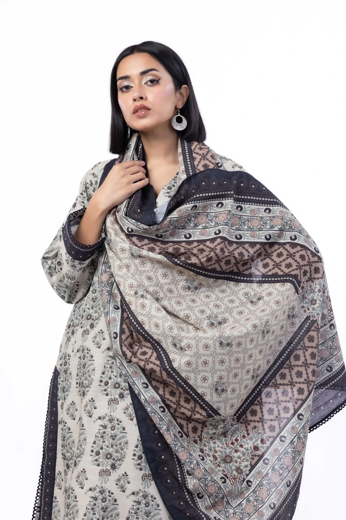 Printed Light Khaddar Fabrics 3 Piece - KW57A-VG