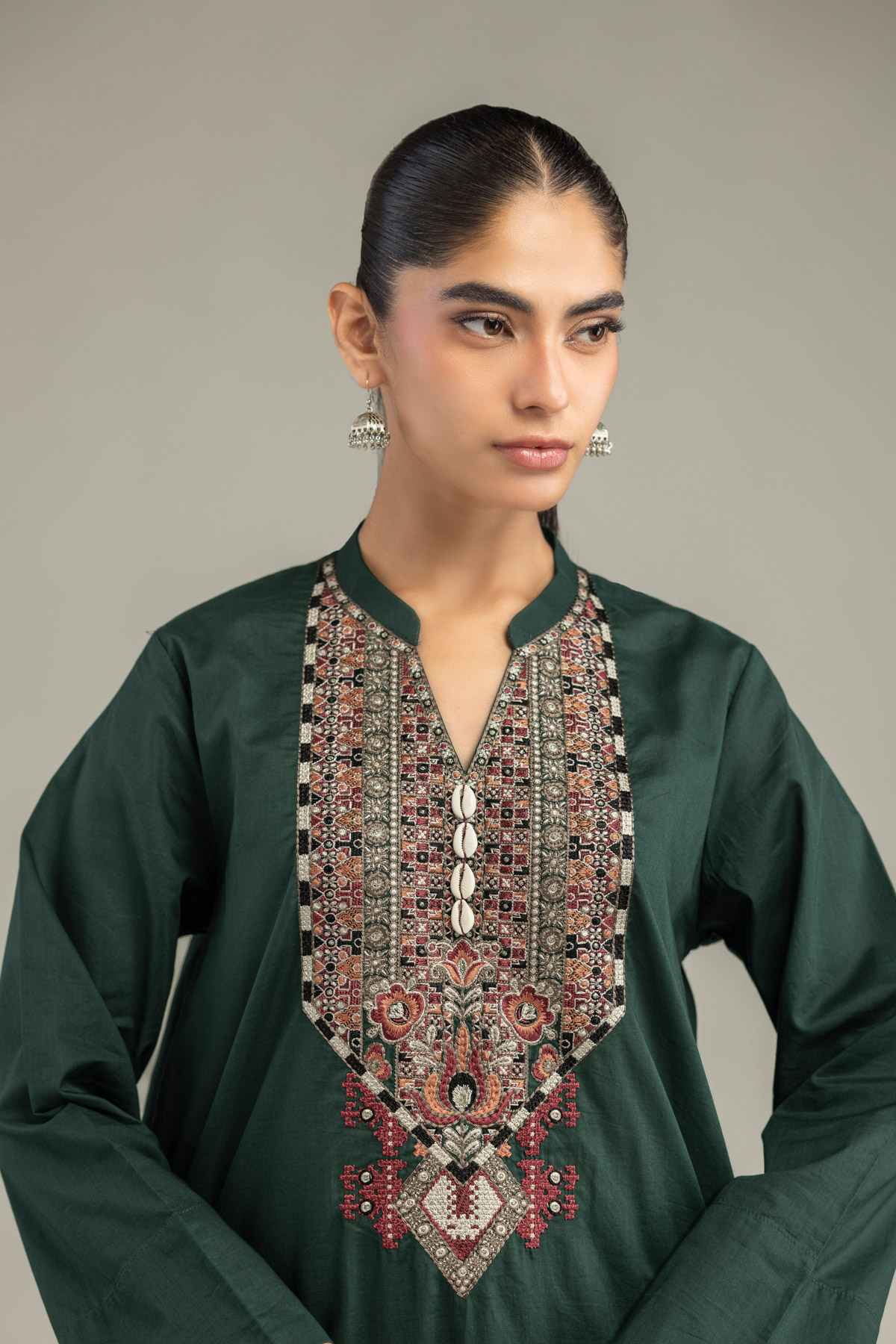 Embroidered Cambric Green Cambric Kurta - 1-26-102-A-F-VG