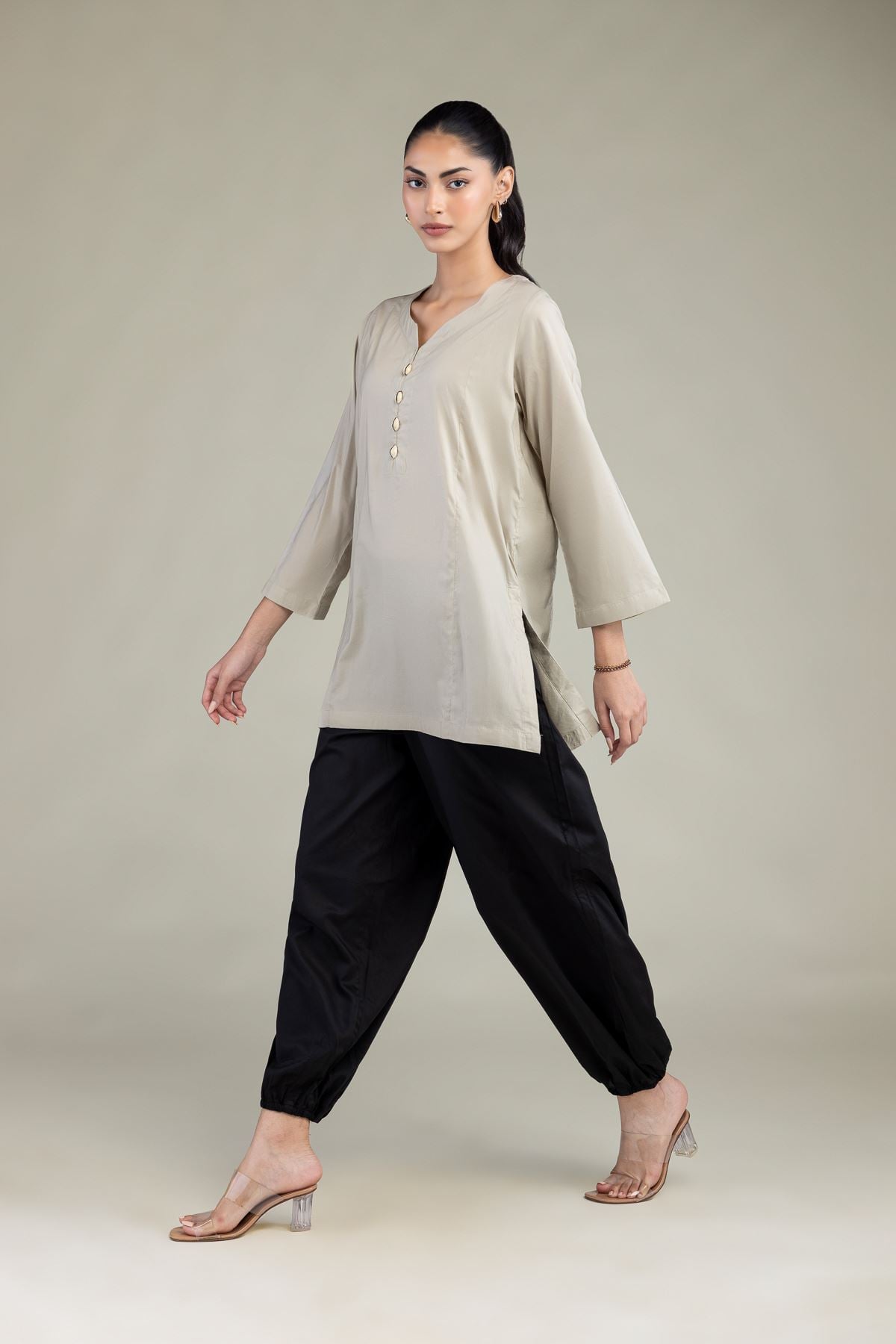 Dyed Cotton Viscose Black Solid Pants - 2-26-301-B-F1-VG