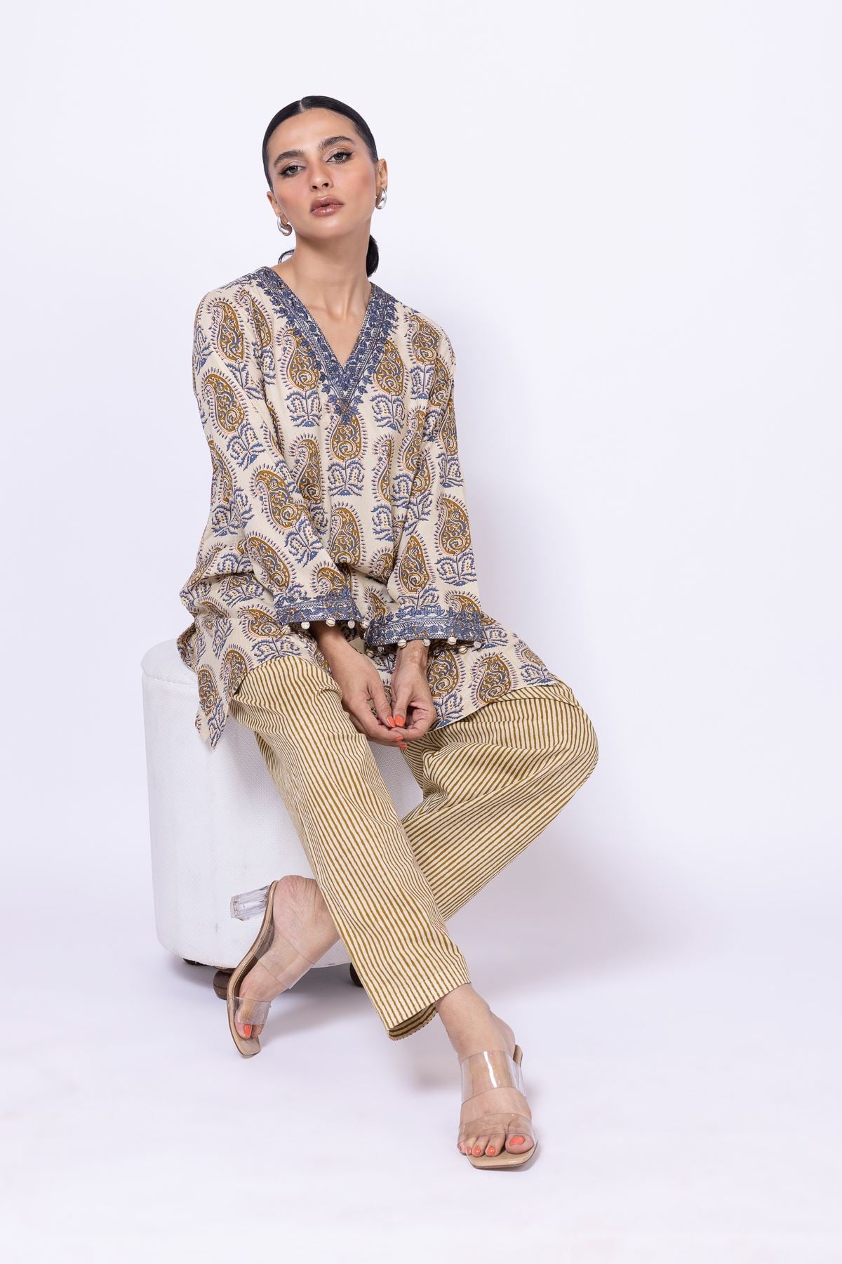 Embroidered Cambric Kurta - OTD4-EX22-08TA-VG