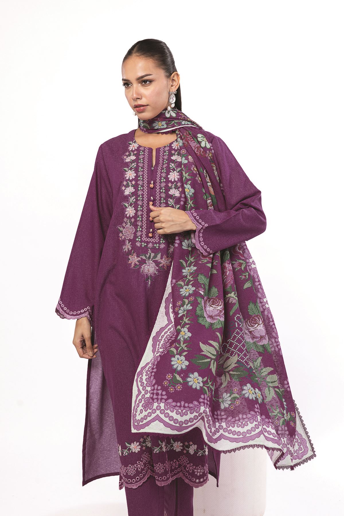 Embroidered Karandi Fabrics 3 Piece - MT23A-VG