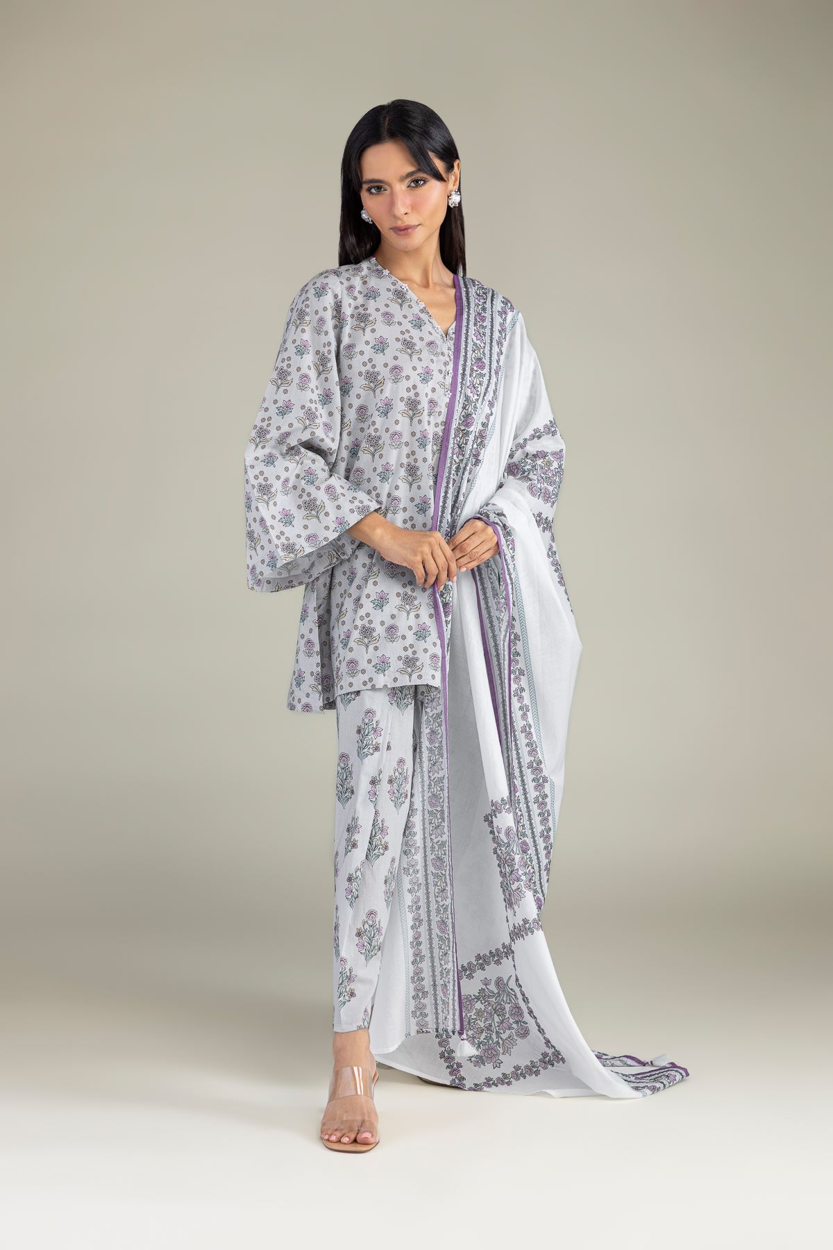 Printed Cambric Floral Cambric Shalwar - 1-26-102-A-F-VG