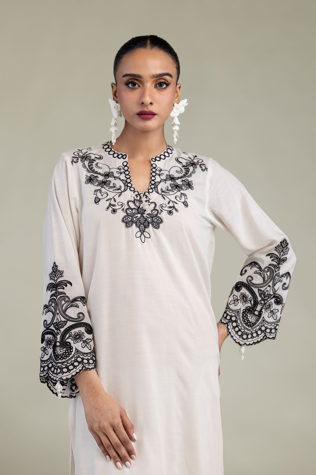 Embroidered Raw Silk Raw Silk Kurta - 8-26-303-A-C1-VG