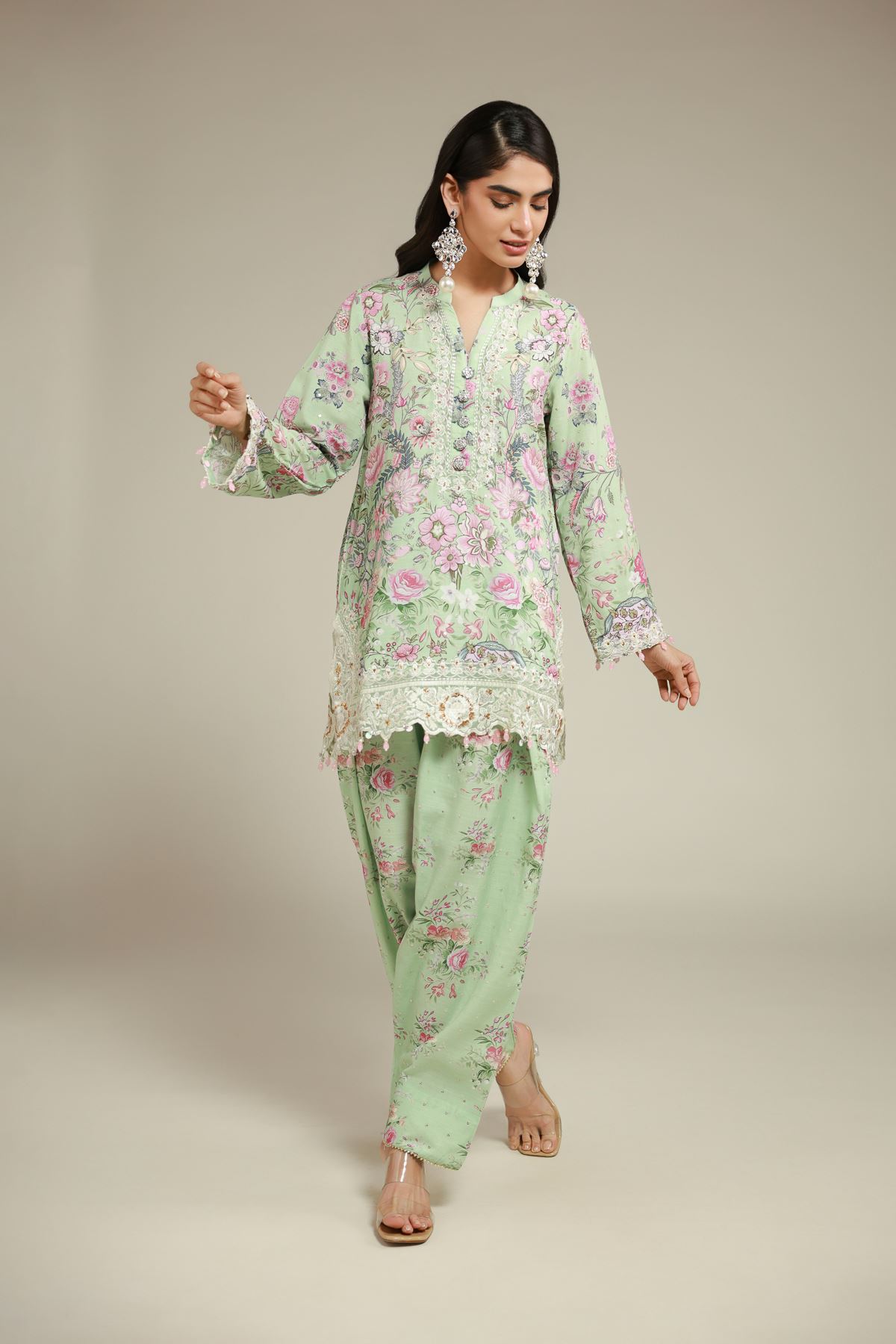 Embroidered Raw Silk Kurta - 25-10-12E11-07TA-VG