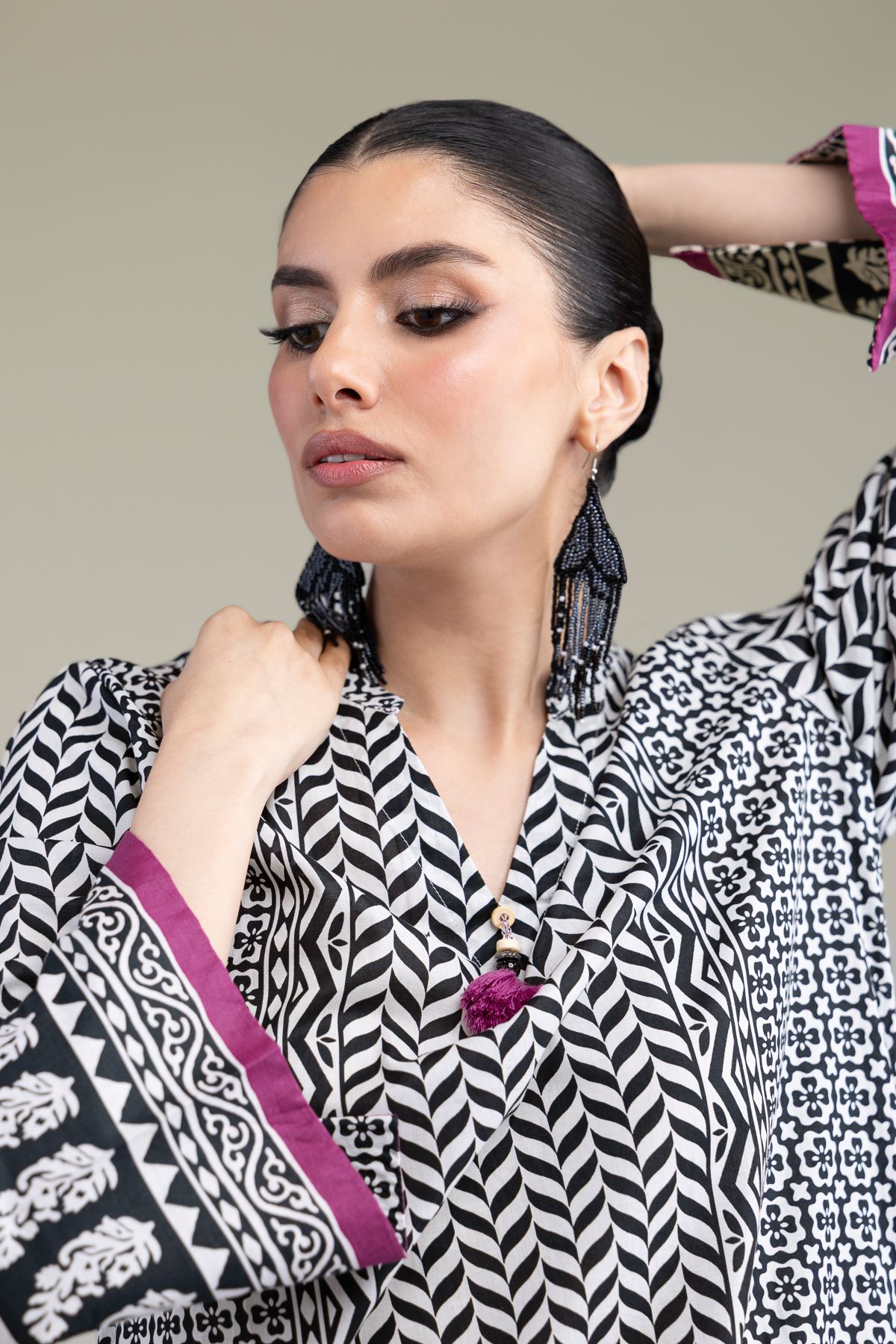 Printed Cambric Long Cambric Kurta - 8-26-201-A-C1-VG