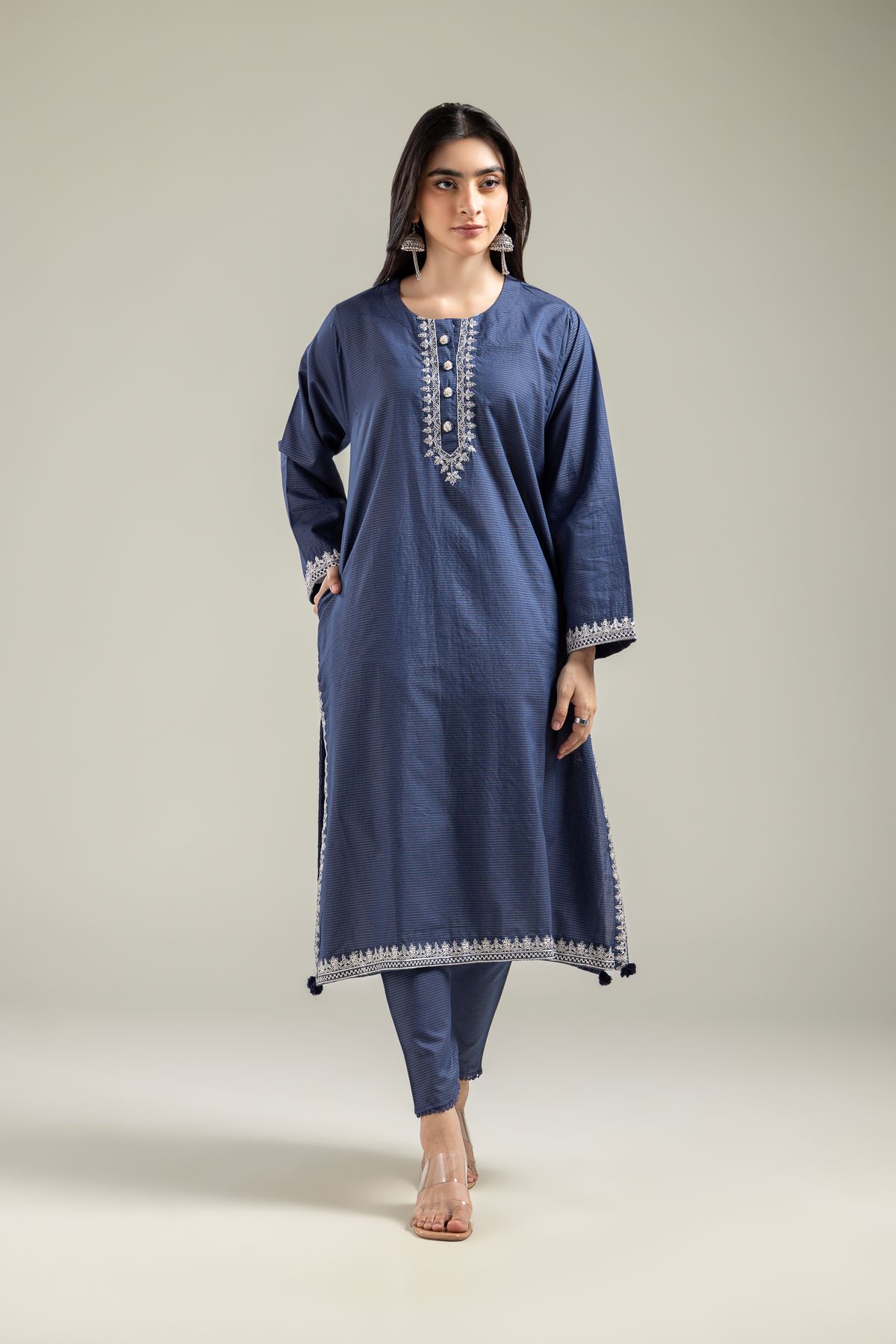 Embroidered Mesuri Messuri Round-Neck Kurta - 1-26-142-A-A-VG