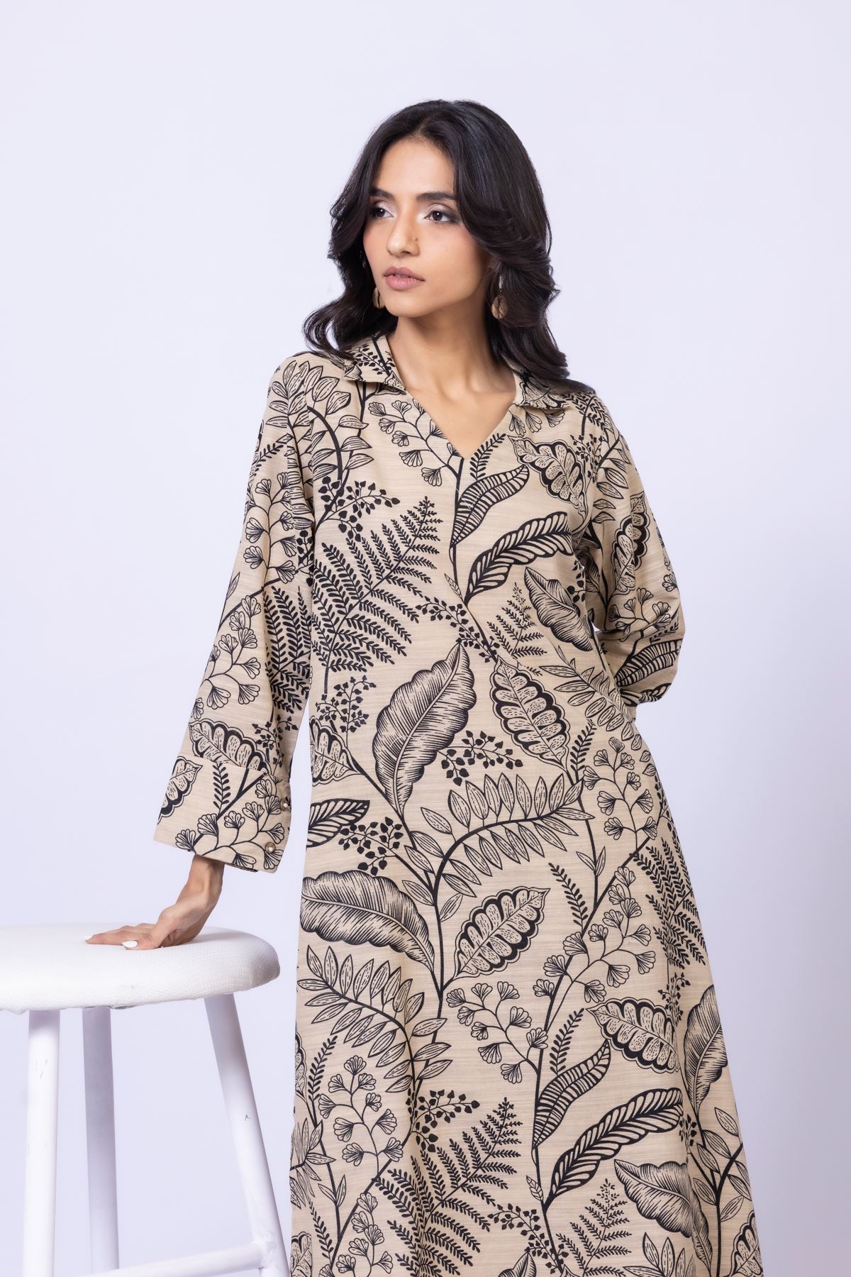 Printed Textured Cotton Kurta - 25-10-11E6-08TA-VG