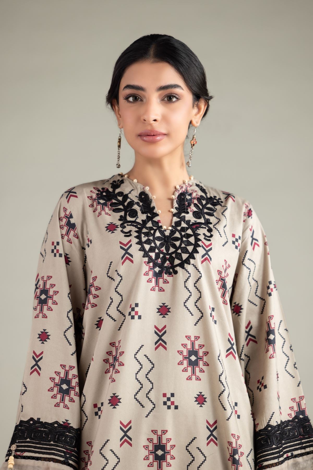 Embroidered Cotton Viscose Kurta - T-A33-26-107FB-VG