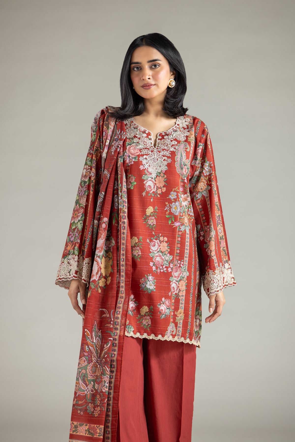 Embroidered Mesuri 3-Piece Tailored Set - T-A22-26-124FI2-VG