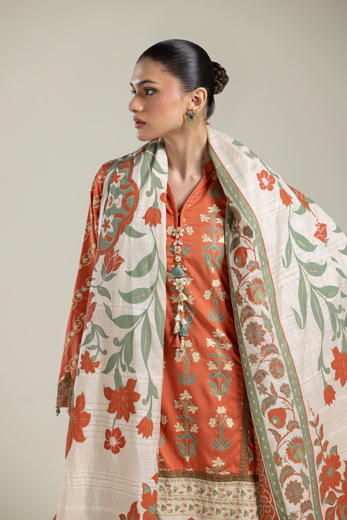 Raw Silk 3-Piece Co-ord Set - 2-26-215-A-G-VG