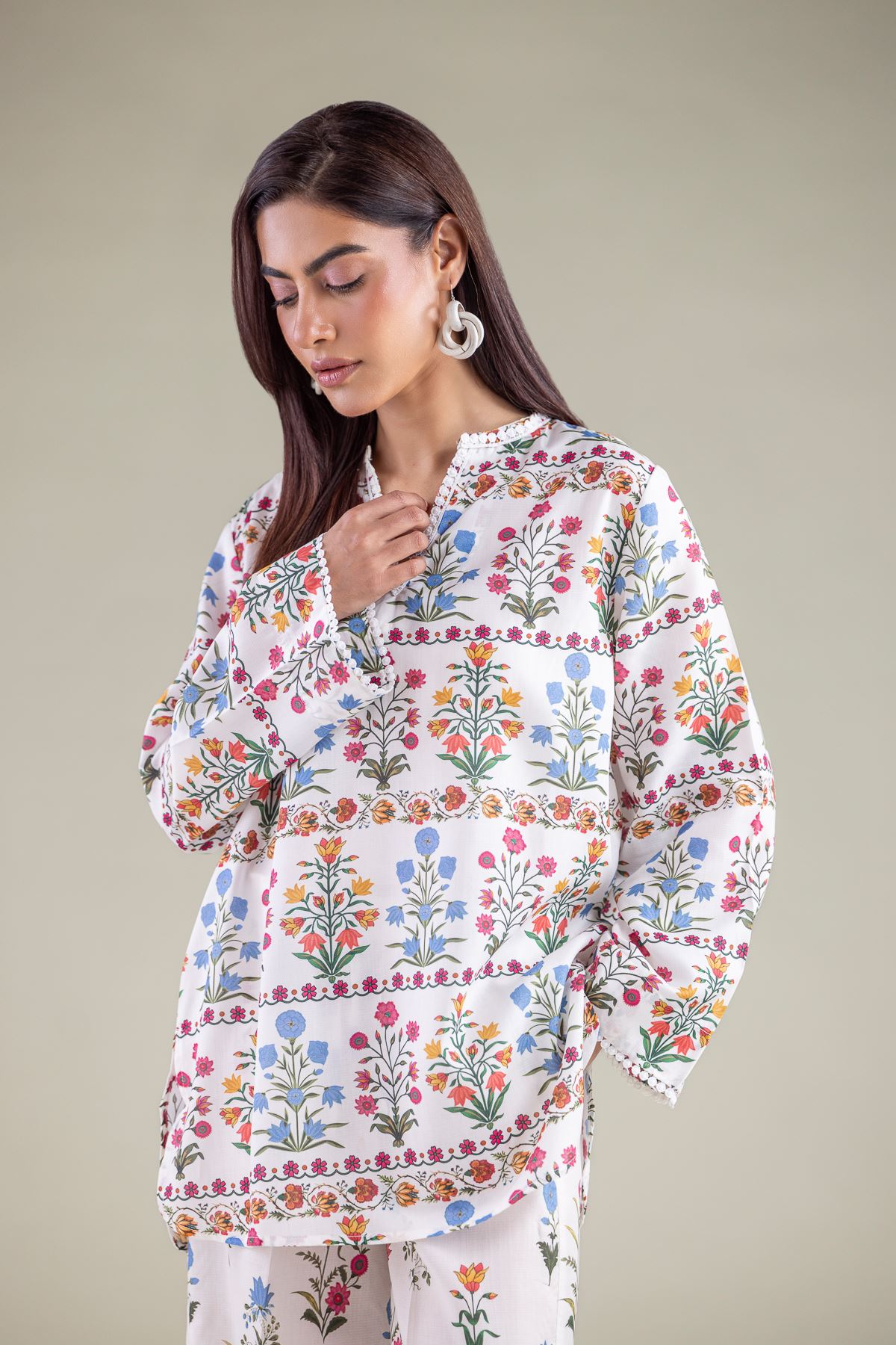Embroidered Textured Weave Tunic - 1-26-108-A-F-VG