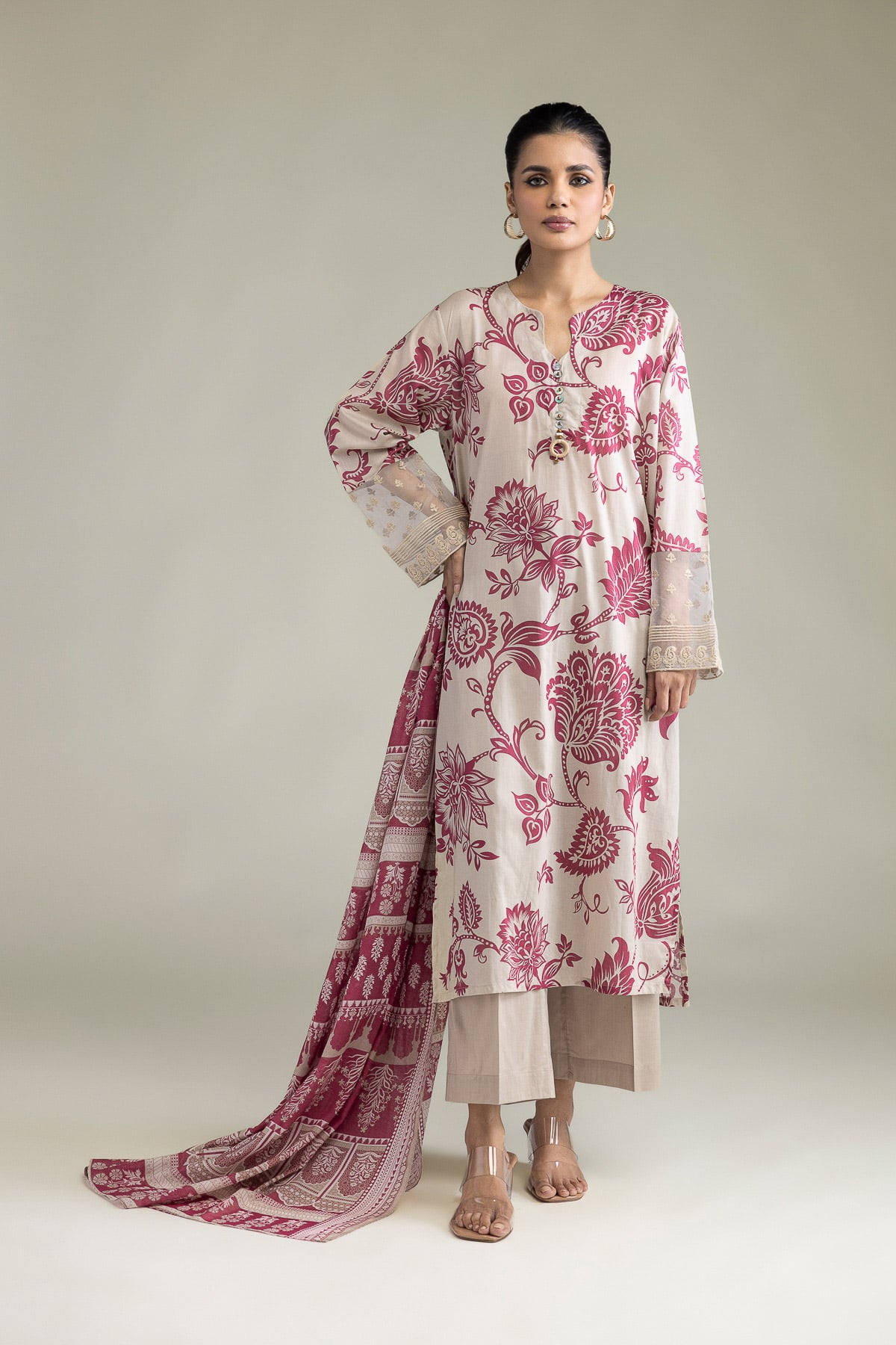 Embroidered Cambric Fabrics 3 Piece - T-A33-26-207FD1-VG