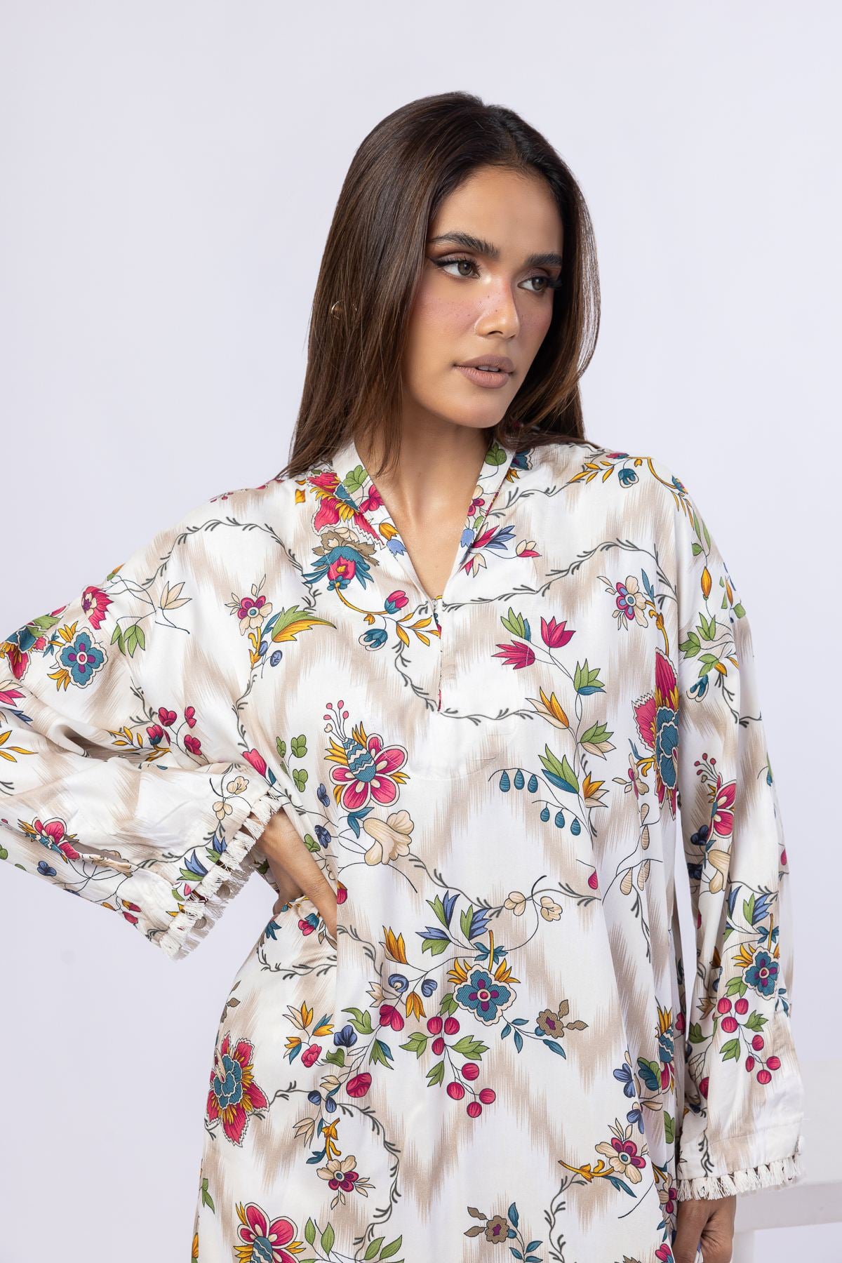 Printed Viscose Crepe Kurta - 25-07-7E5-06TB-VG