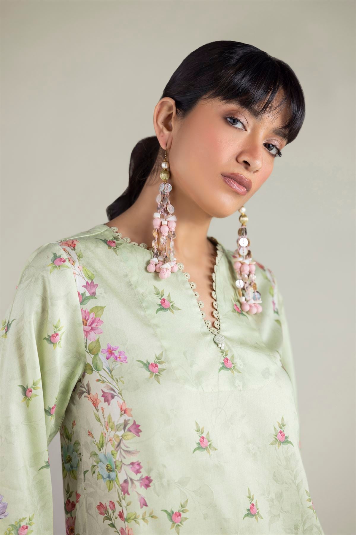 Embroidered Satin Fabrics 2 Piece | Top and Bottom - A33-26-103FC1-VG