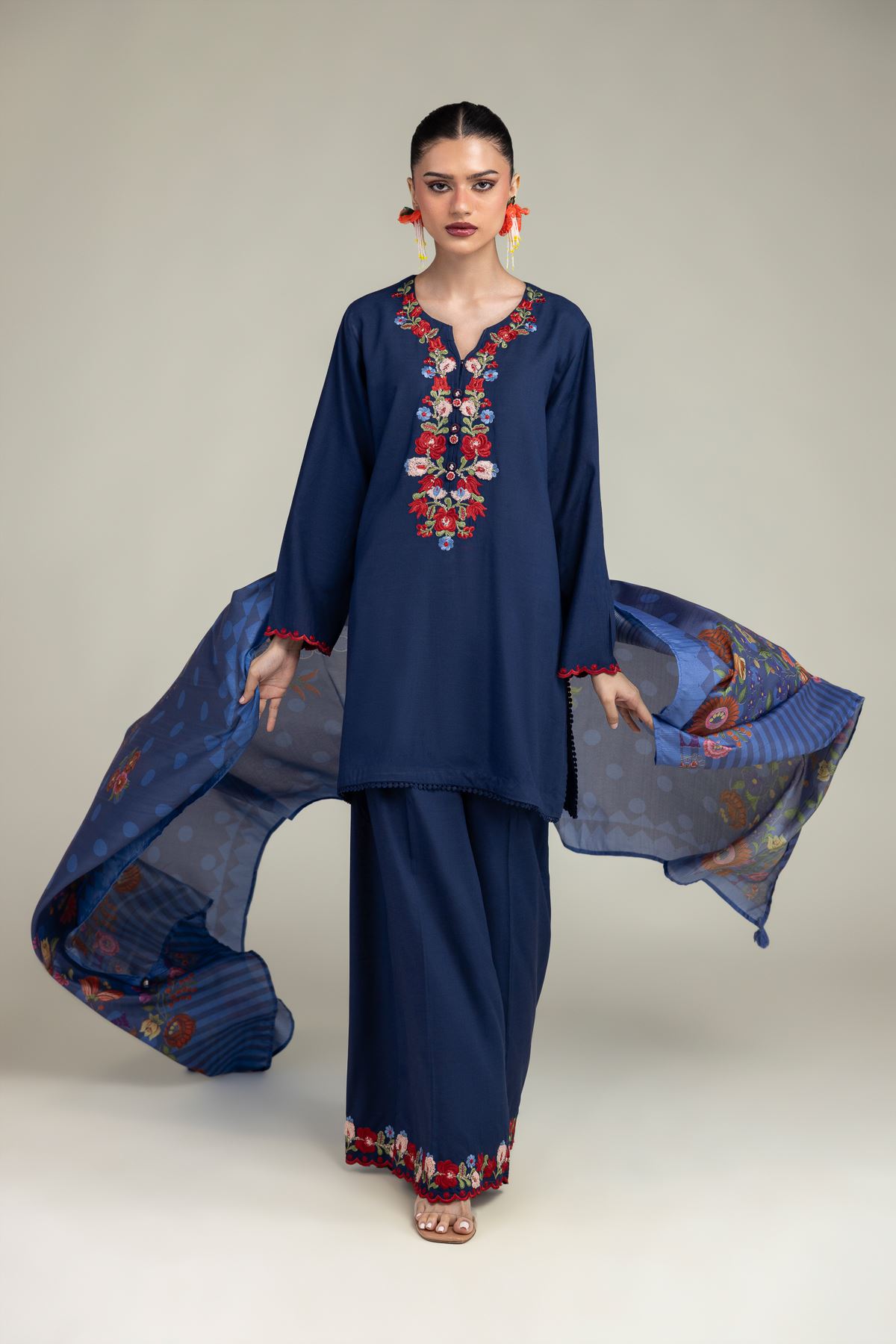 Embroidered Polyester Silk Silk Embroidered Dupatta - 1-26-203-A-E1-VG