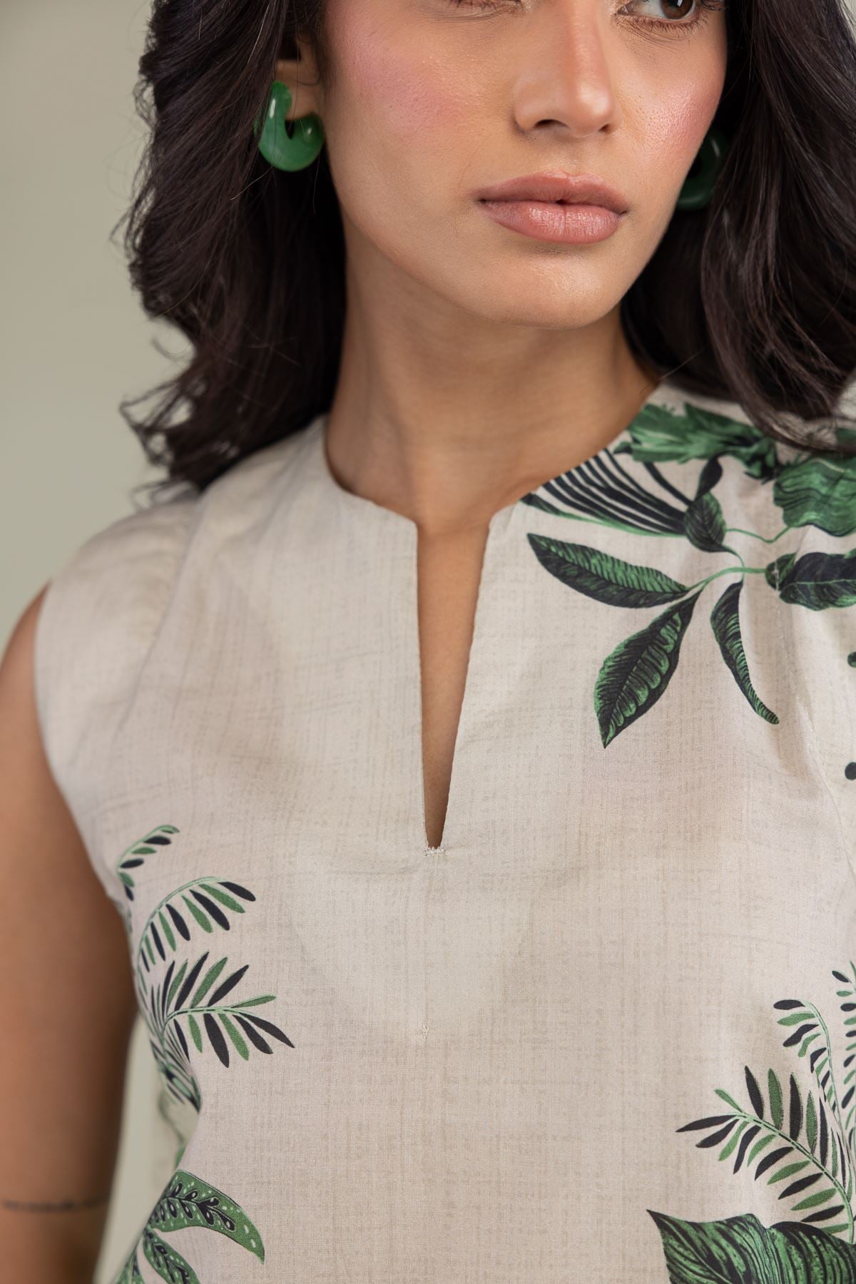 Printed Cambric Floral Cambric Tunic - 6-26-207-B-E1-VG