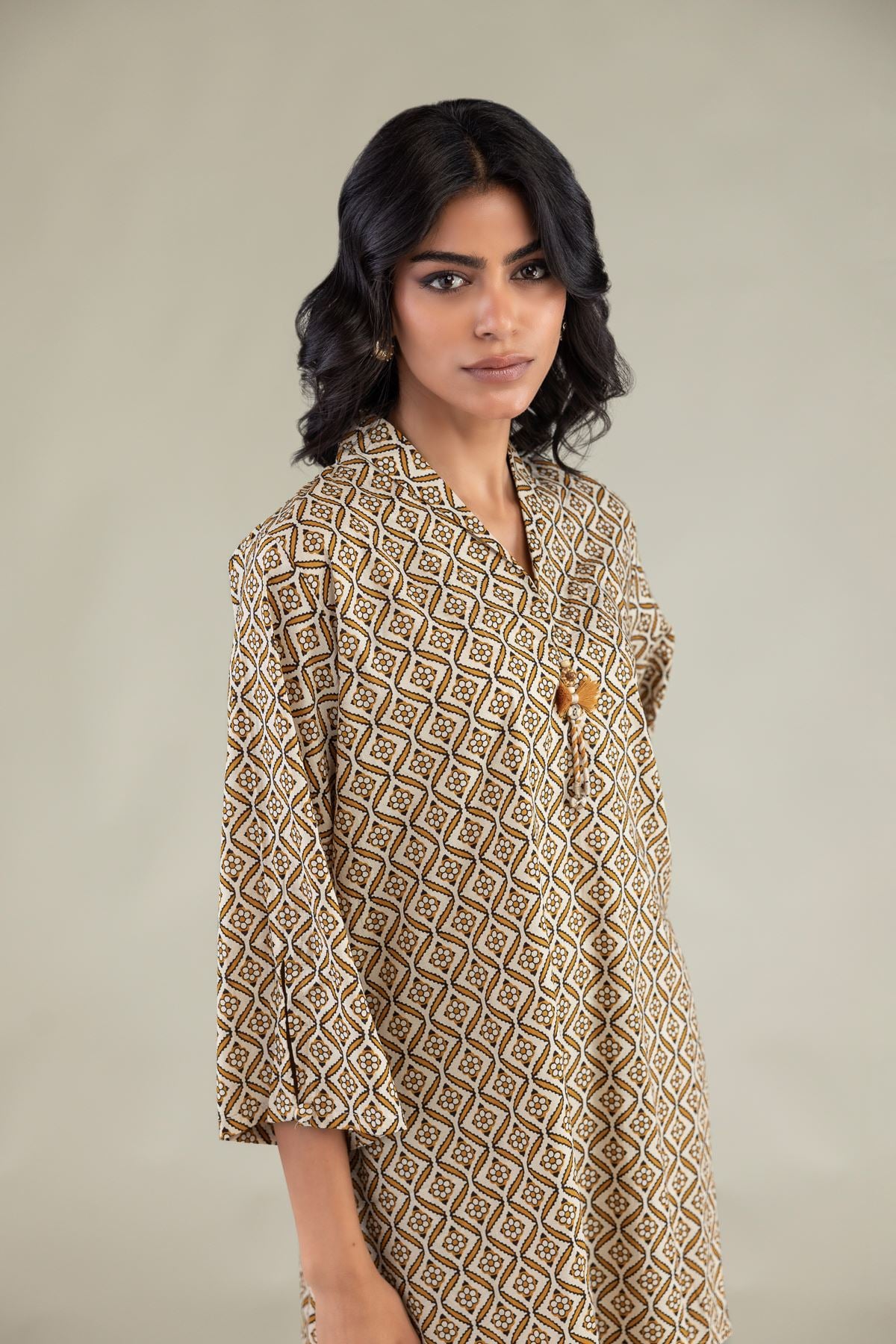 Printed Cambric Short Cambric Kurta - 8-26-303-A-C1-VG