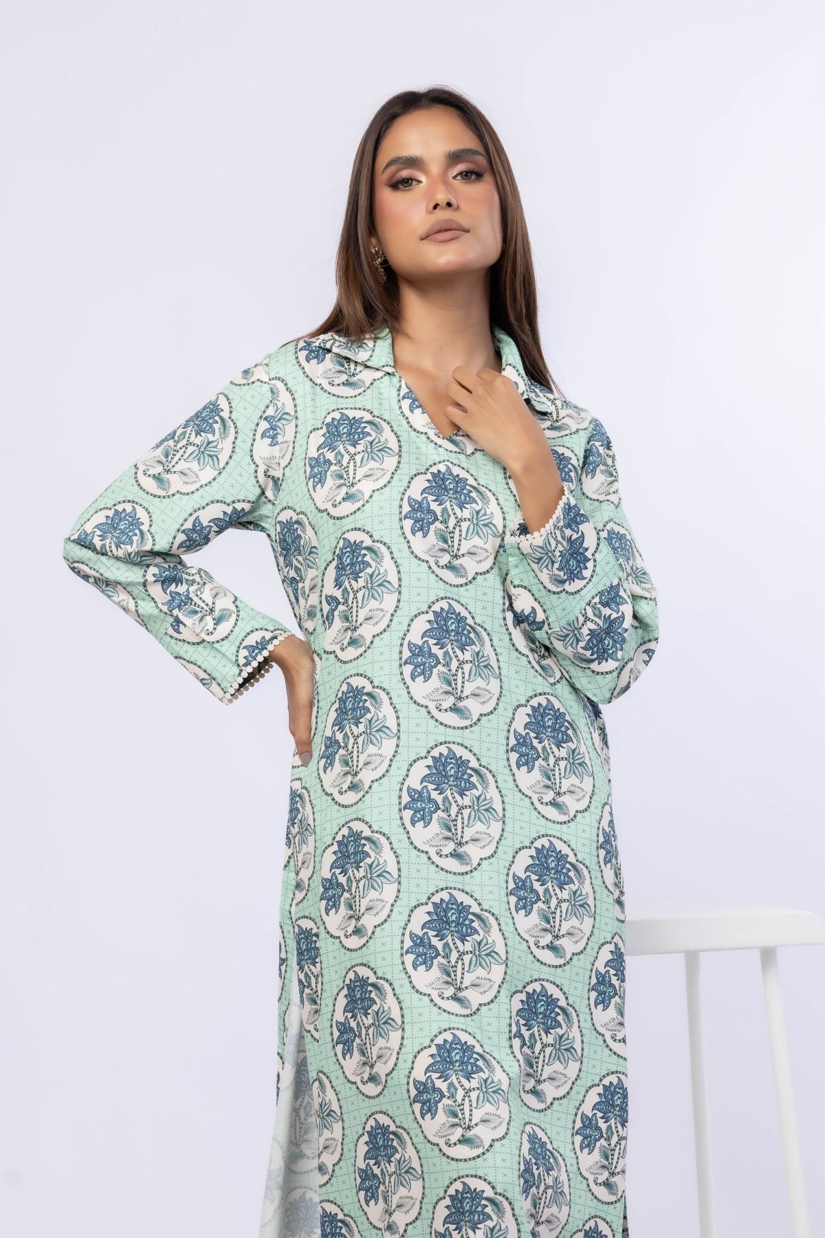 Printed Viscose Crepe Kurta - 25-08-8E6-02TA-VG