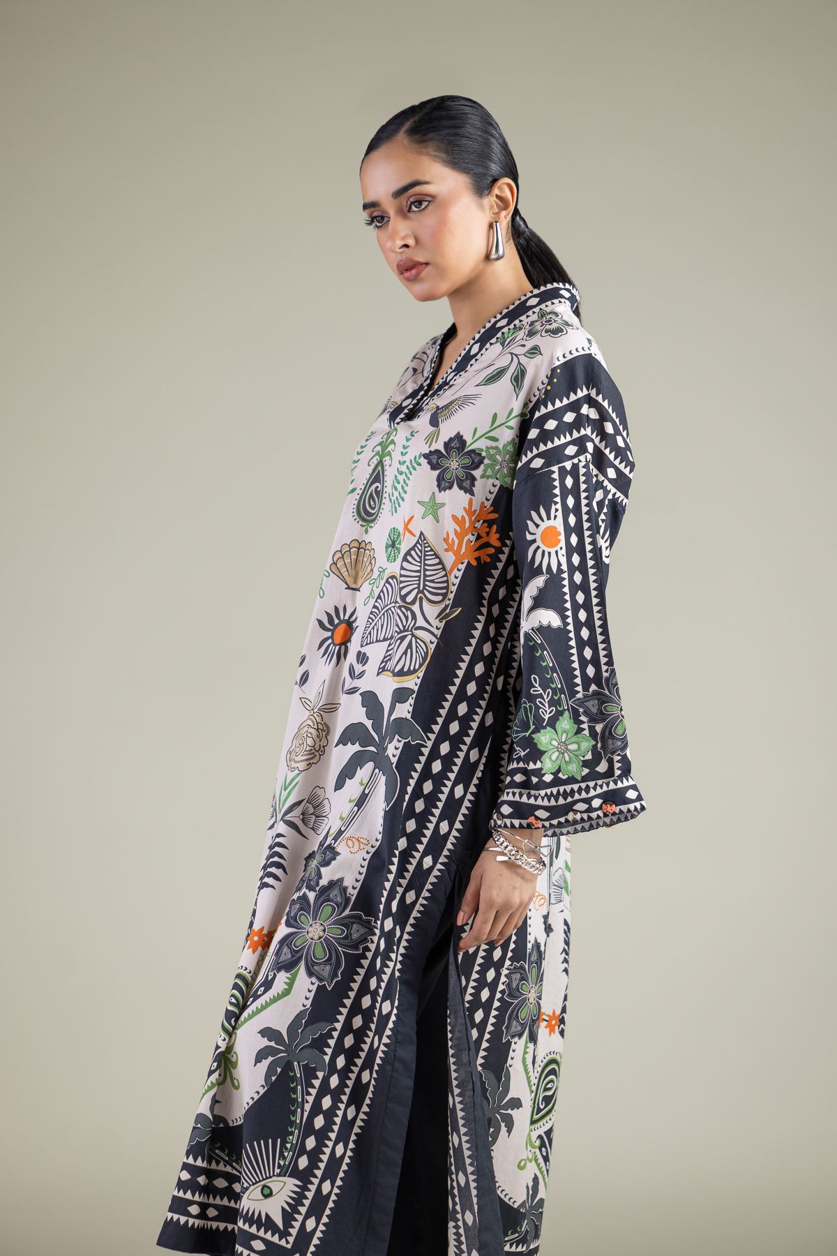 Embroidered Cambric Printed Cambric Kurta - 1-26-147-A-G-VG