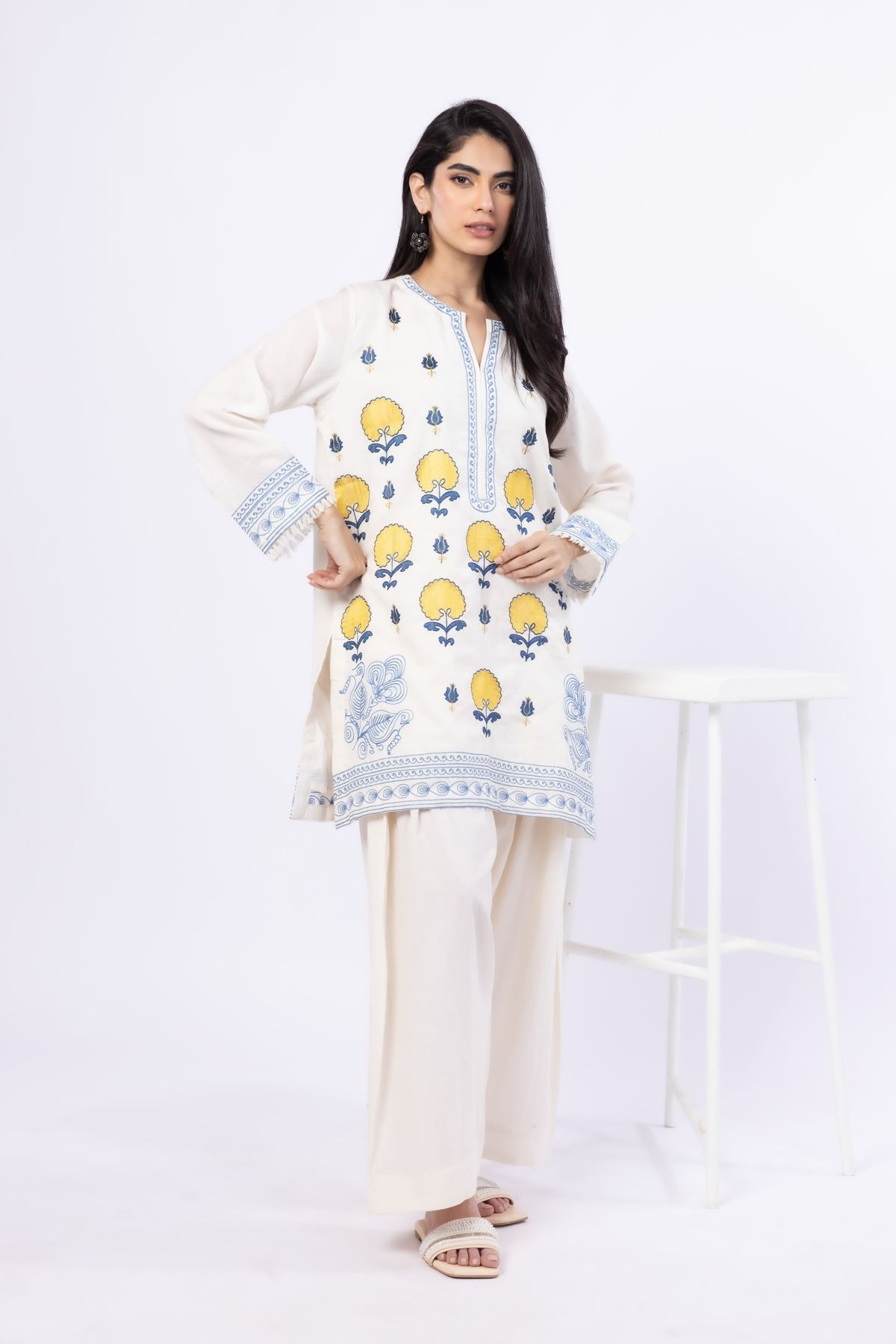 Embroidered Handwoven Cotton Kurta - OTD4-EX24-08BA-VG