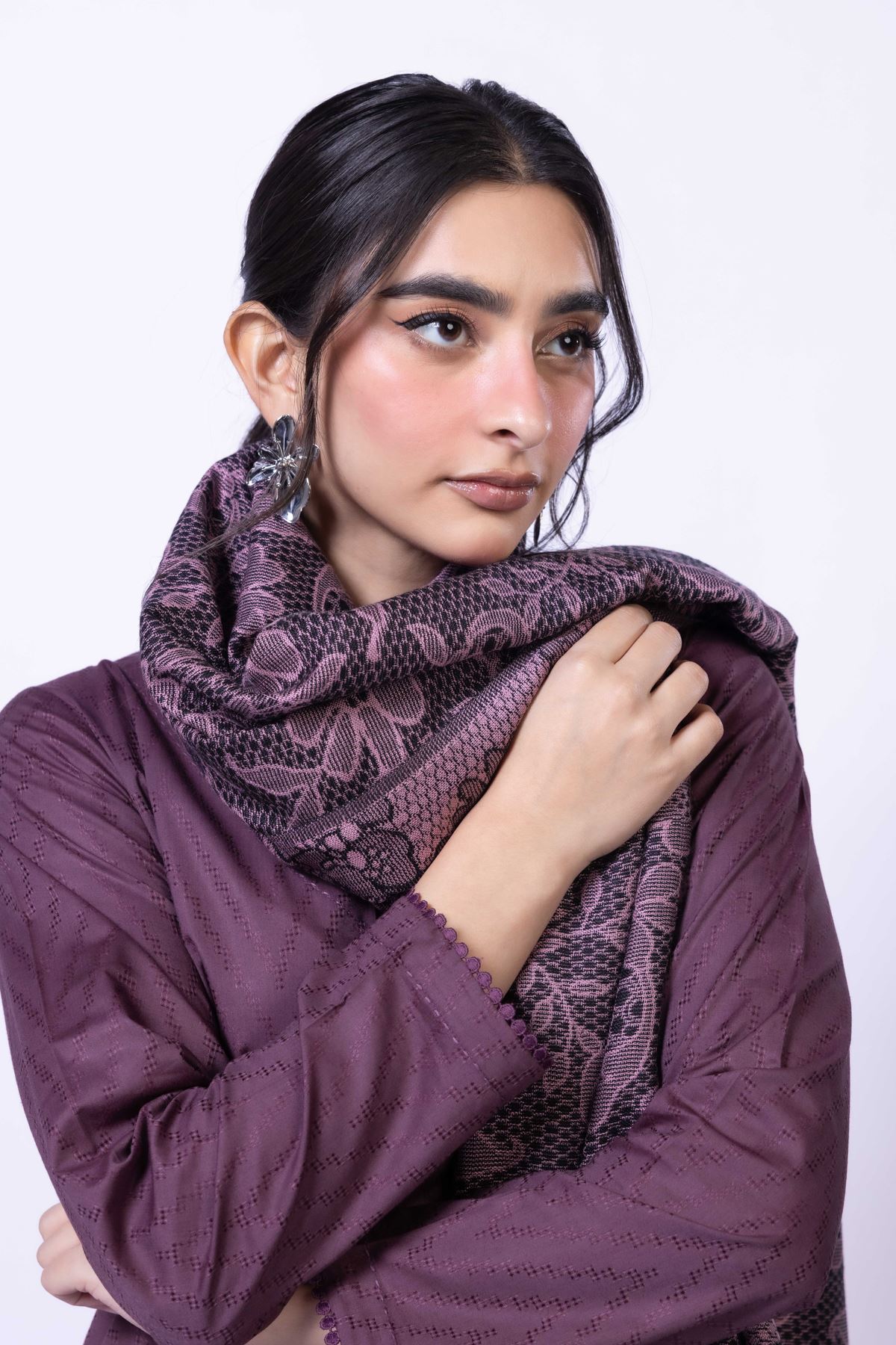 Dyed Acrylic Jacquard Shawl - 25-09-11E11-10TA-VG