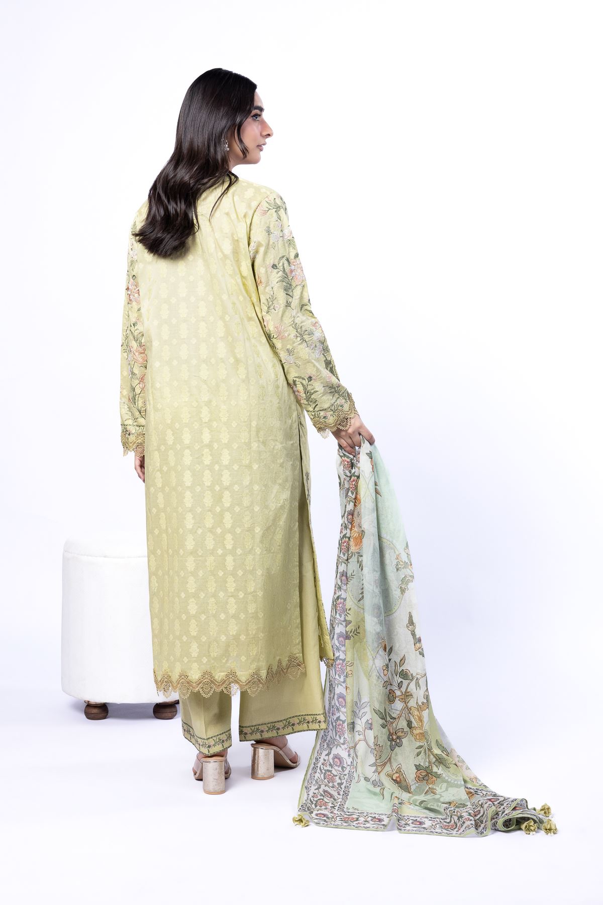 Embroidered Broshia Tailored 3 Piece - CA28BST-VG