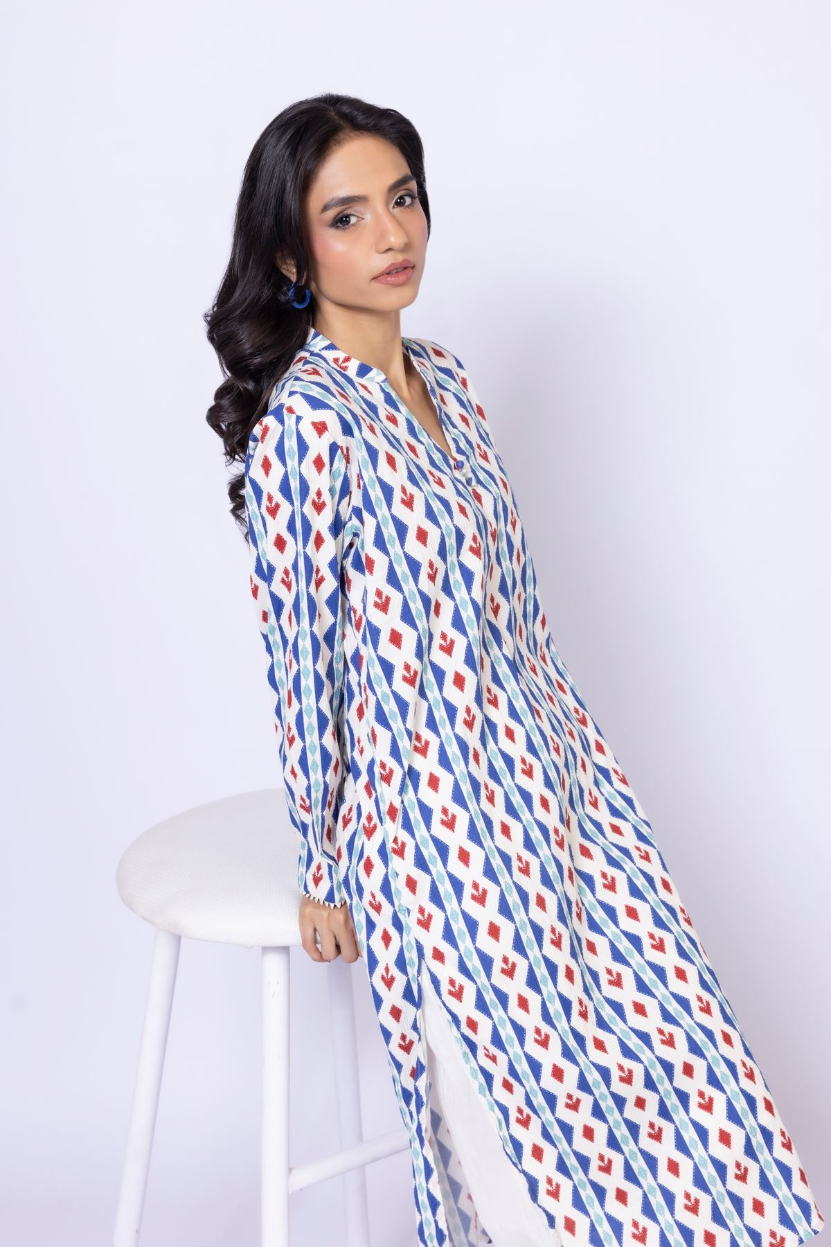 Printed Cotton Crinkle Kurta - 25-09-10E8-09TA-VG