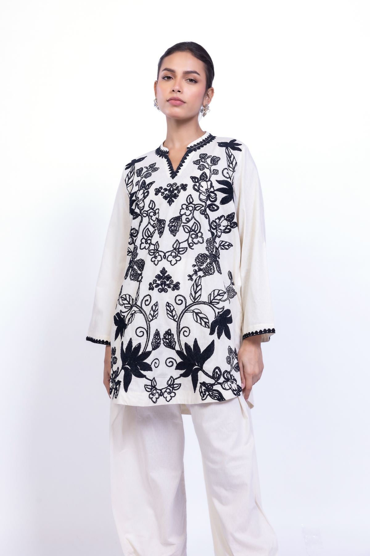 Embroidered Cotton Dobby Kurta - 1-26-101-A-D-VG